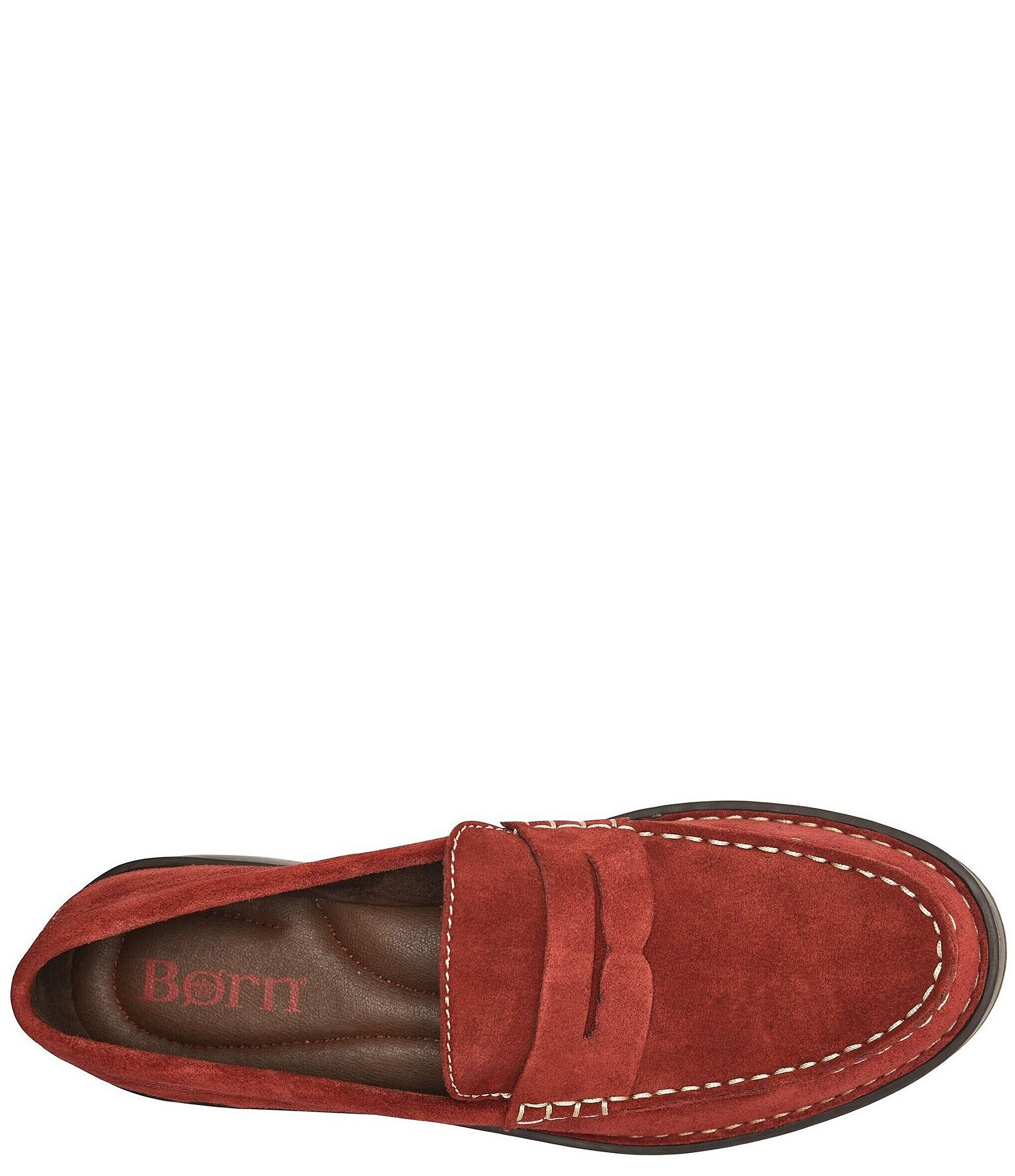 Born Carrera Suede Lug Sole Penny Loafers