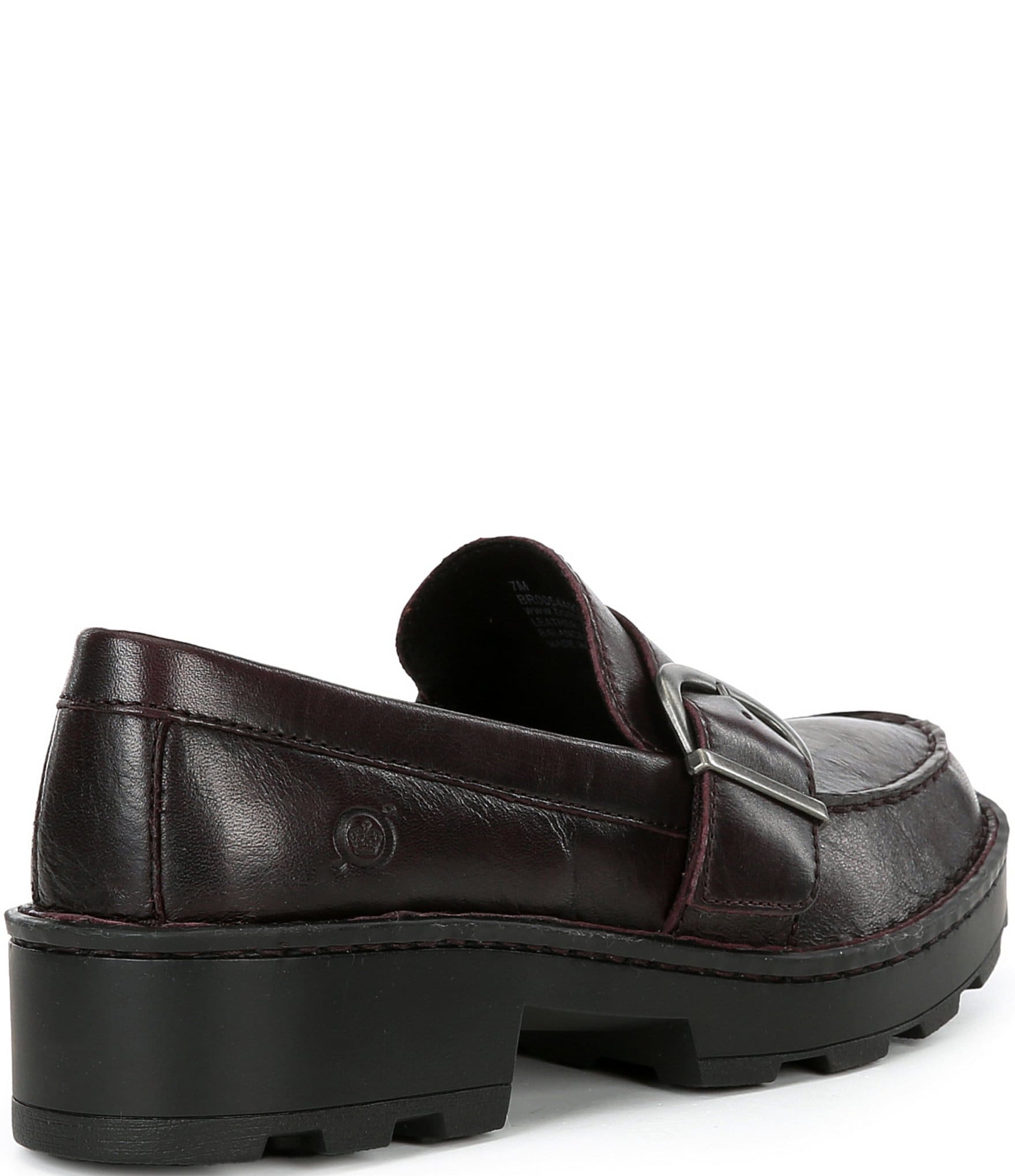 Born Contessa Leather Buckled Strap Lug Sole Loafers