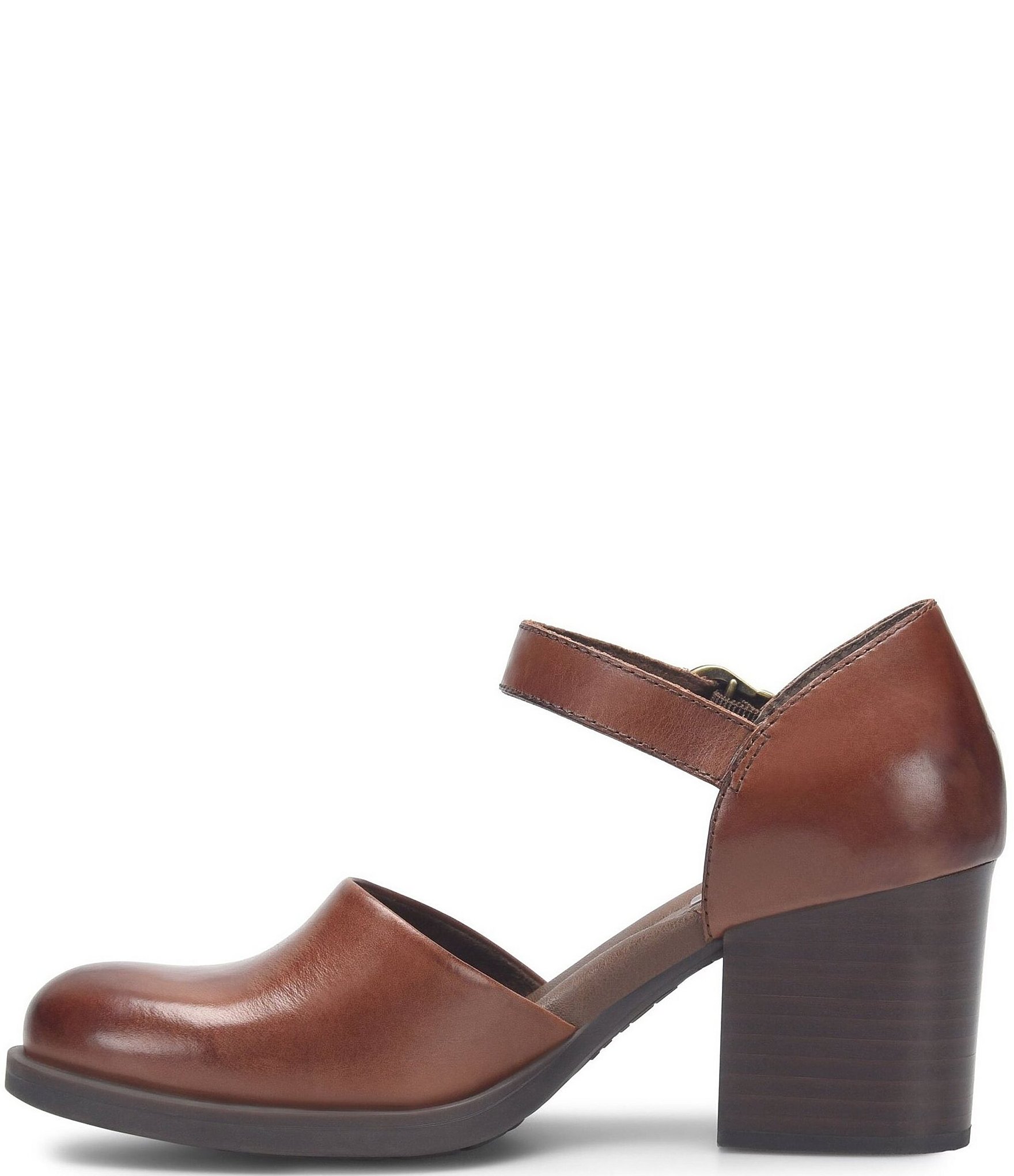 Born Haida Leather Block Heel Mary Jane Pumps