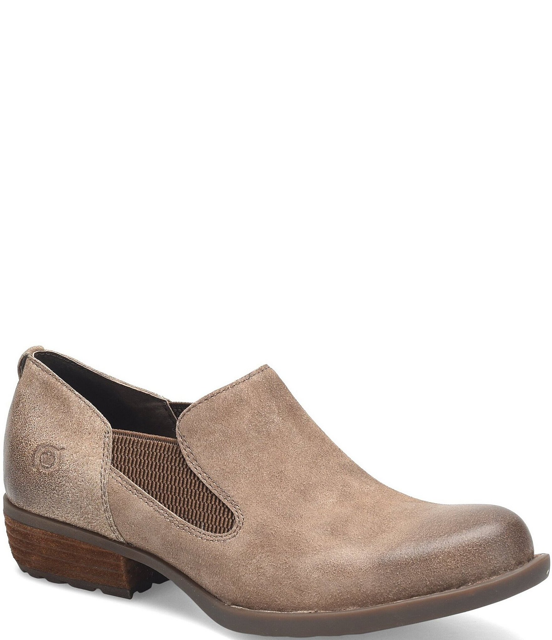 Born Kade Taupe Distressed Leather Slip Ons Dillard s