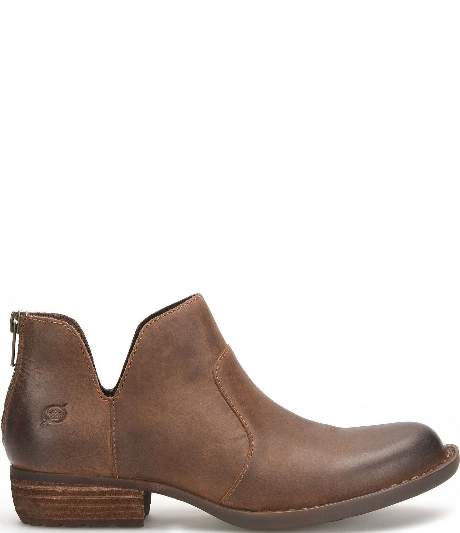 Born Kerri Leather Ankle Block Heel Booties