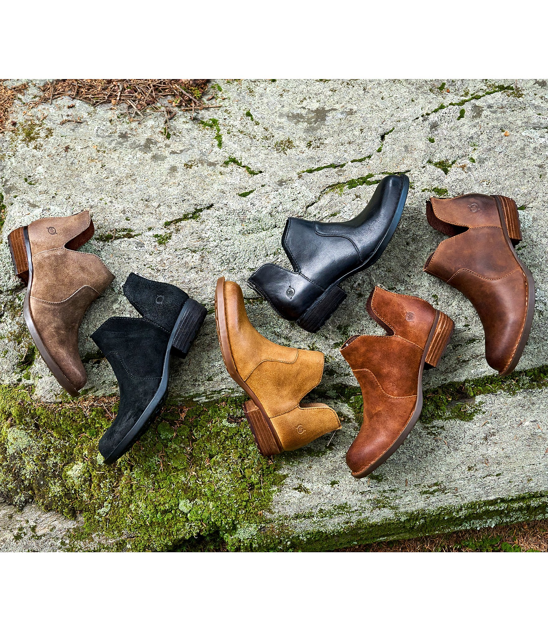 Born Kerri Leather Ankle Block Heel Booties