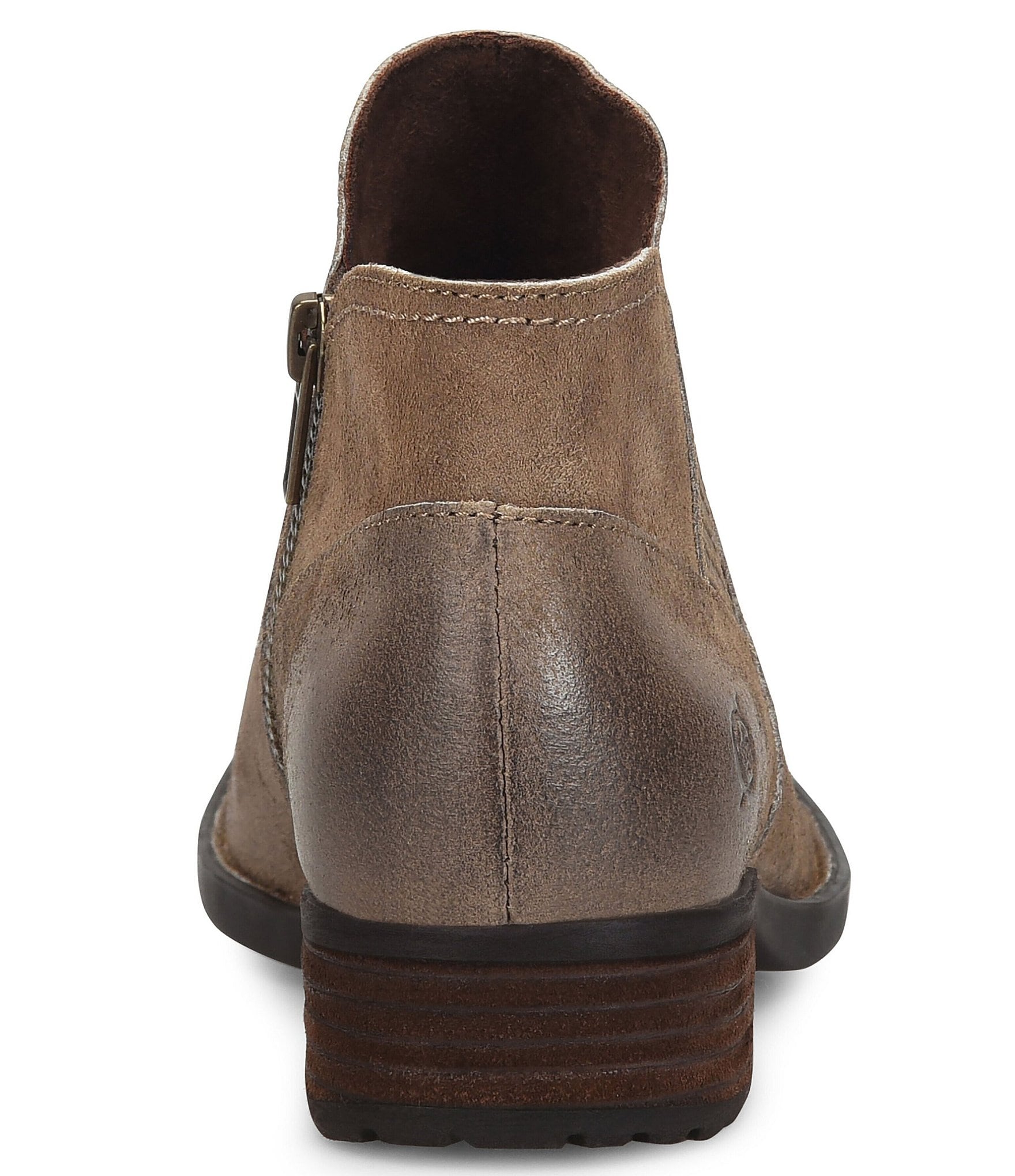Born Kinney Burnished Suede Combo Snake Embossed Accent Ankle Booties