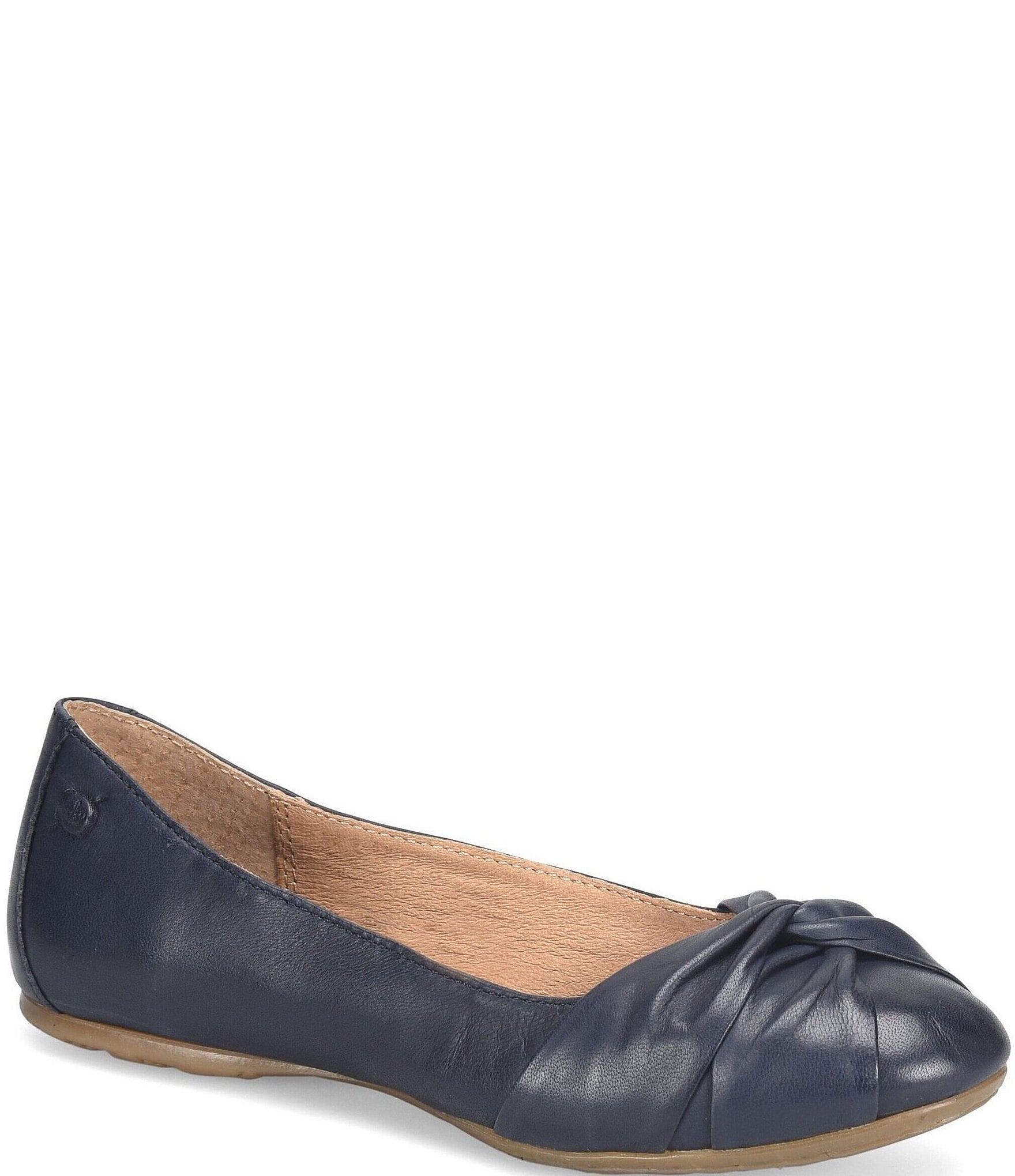 Born Lilly Leather Ballerina Flats Womens 6 Navy