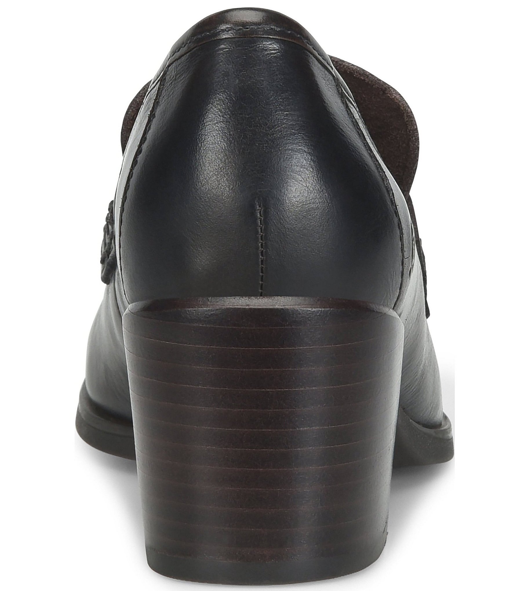 Born Lora Leather Block Heel Penny Loafer Pumps