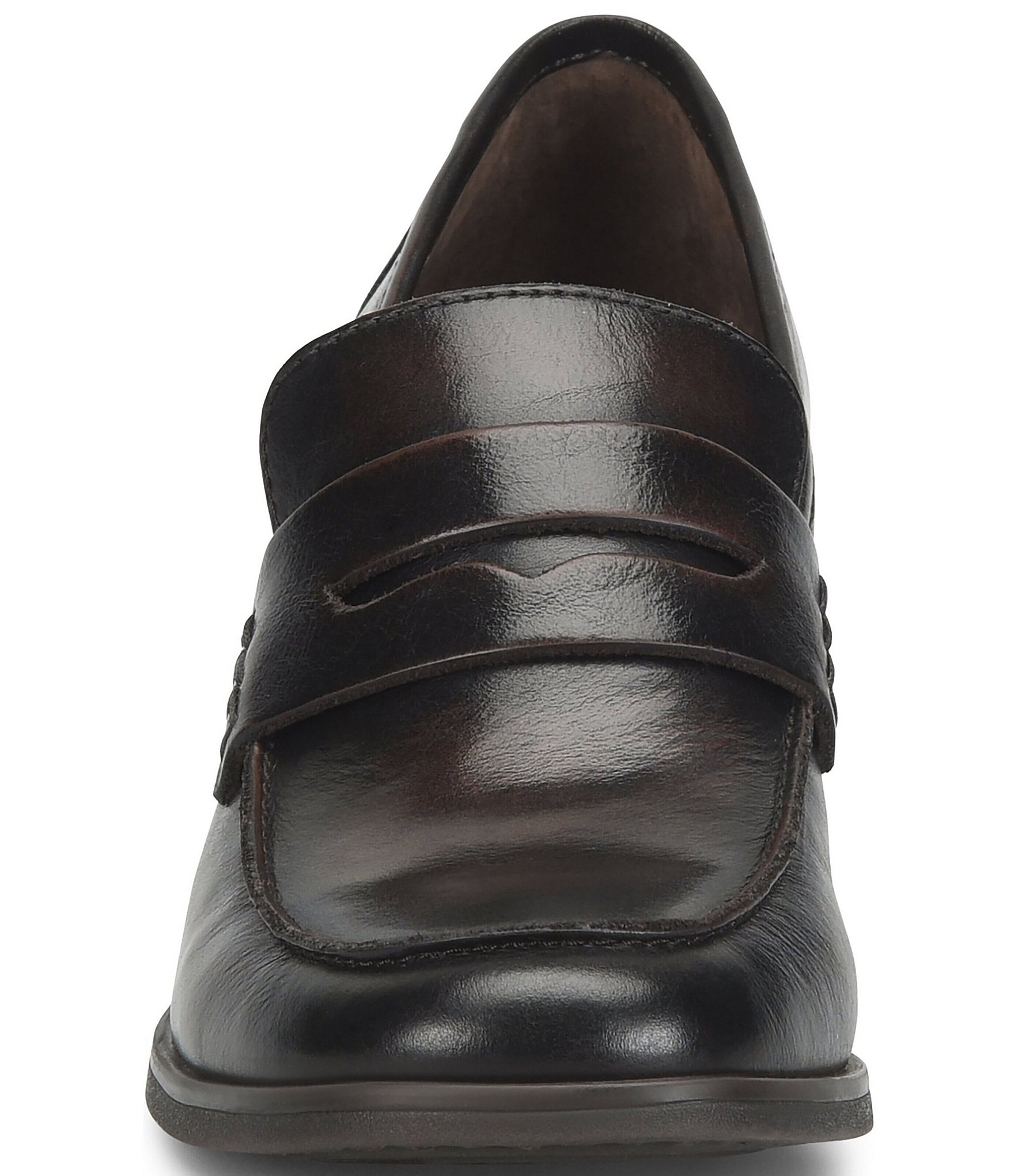 Born Lora Leather Block Heel Penny Loafer Pumps