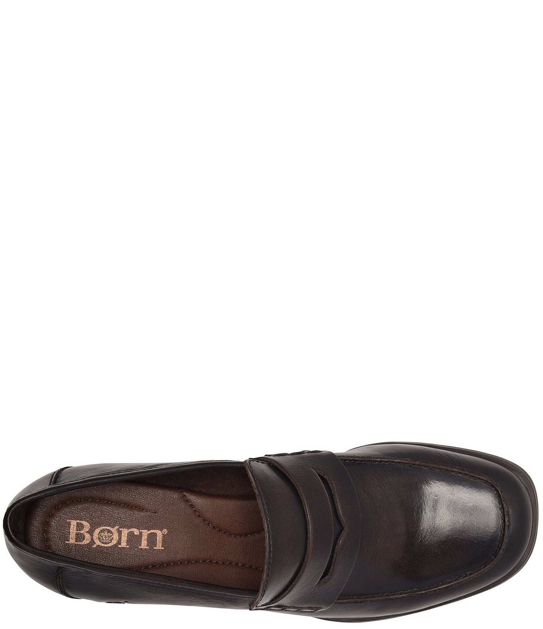 Born Lora Leather Block Heel Penny Loafer Pumps
