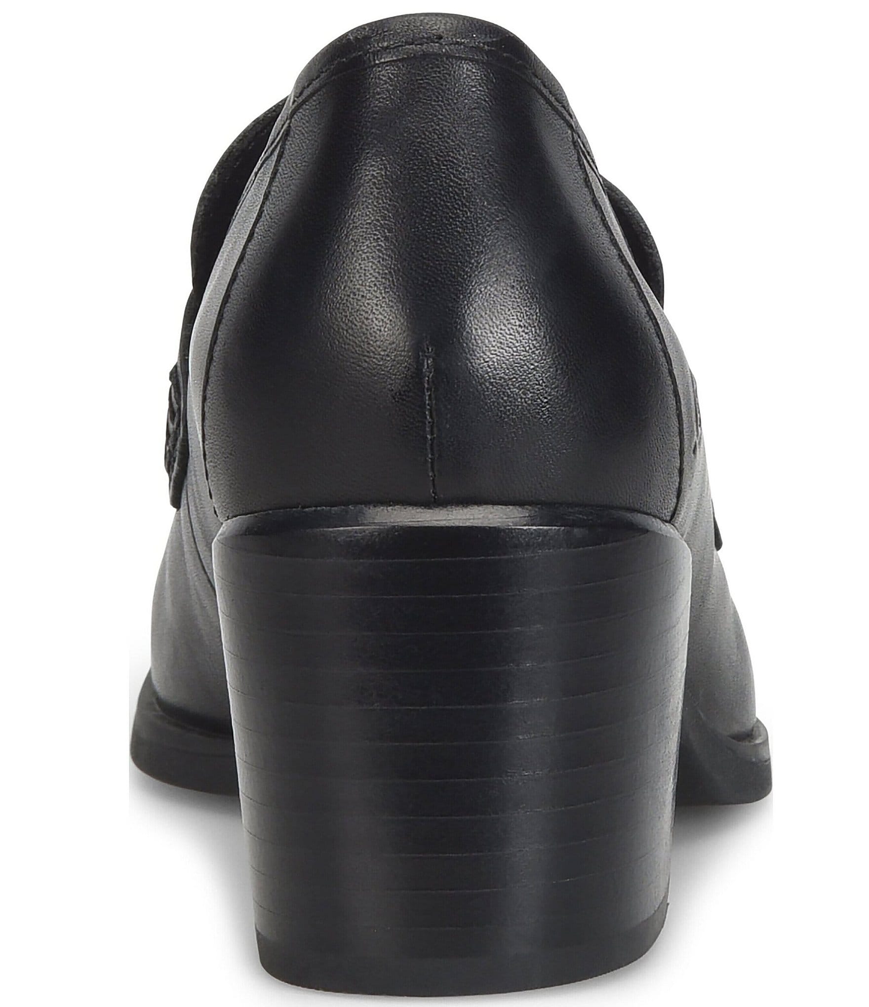 Born Lora Leather Block Heel Penny Loafer Pumps