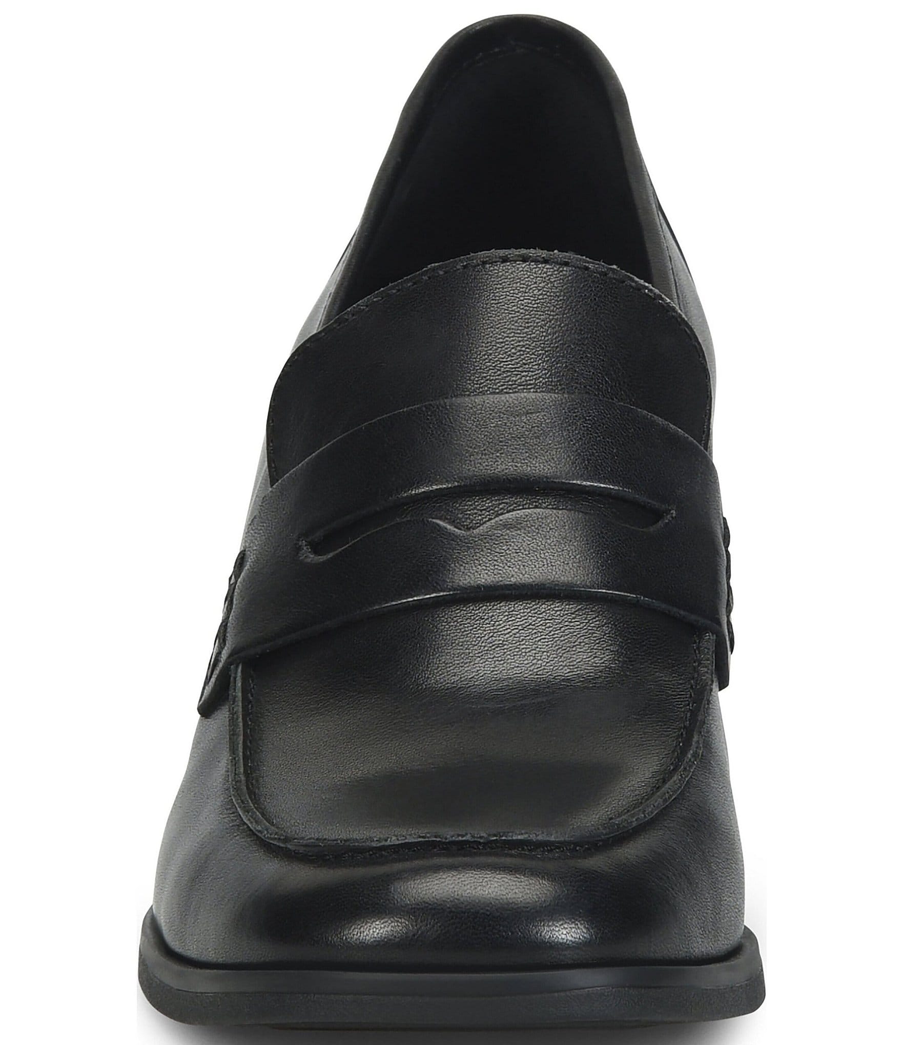 Born Lora Leather Block Heel Penny Loafer Pumps