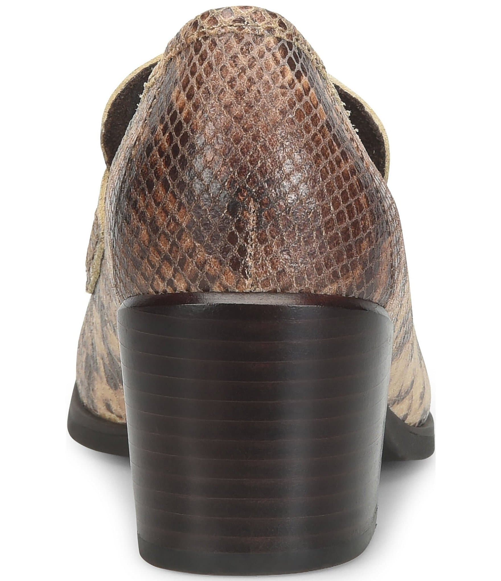 Born Lora Snake Print Suede Block Heel Penny Loafer Pumps