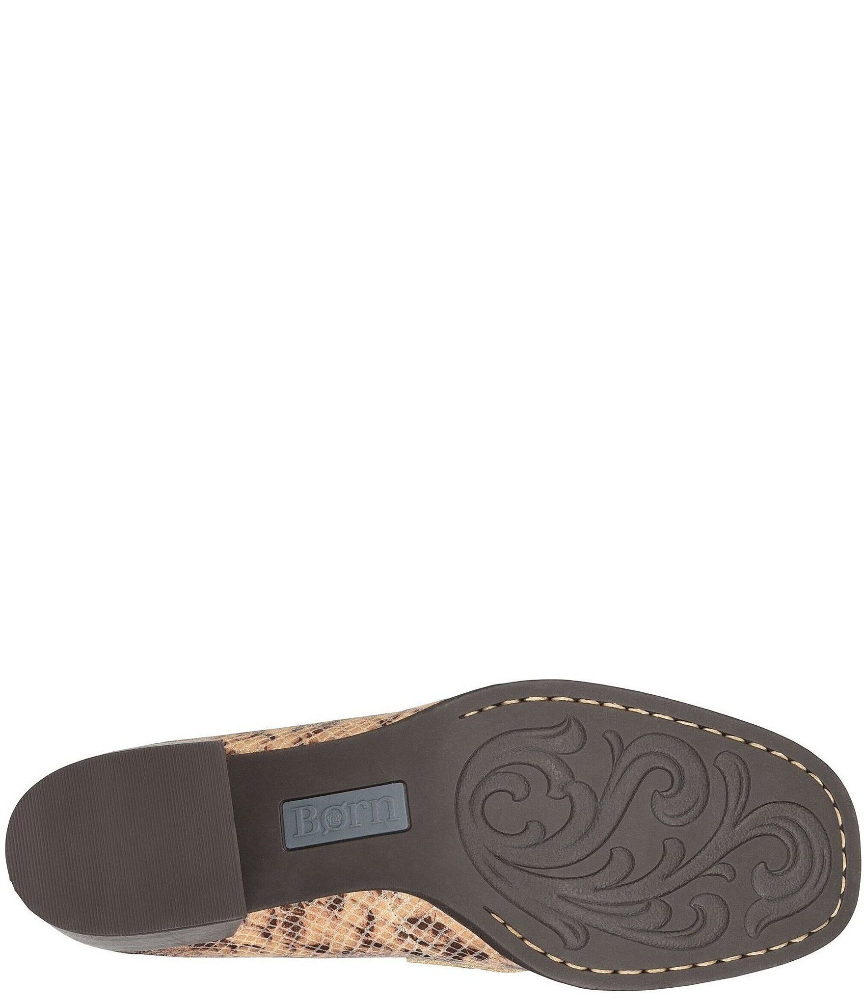 Born Lora Snake Print Suede Block Heel Penny Loafer Pumps