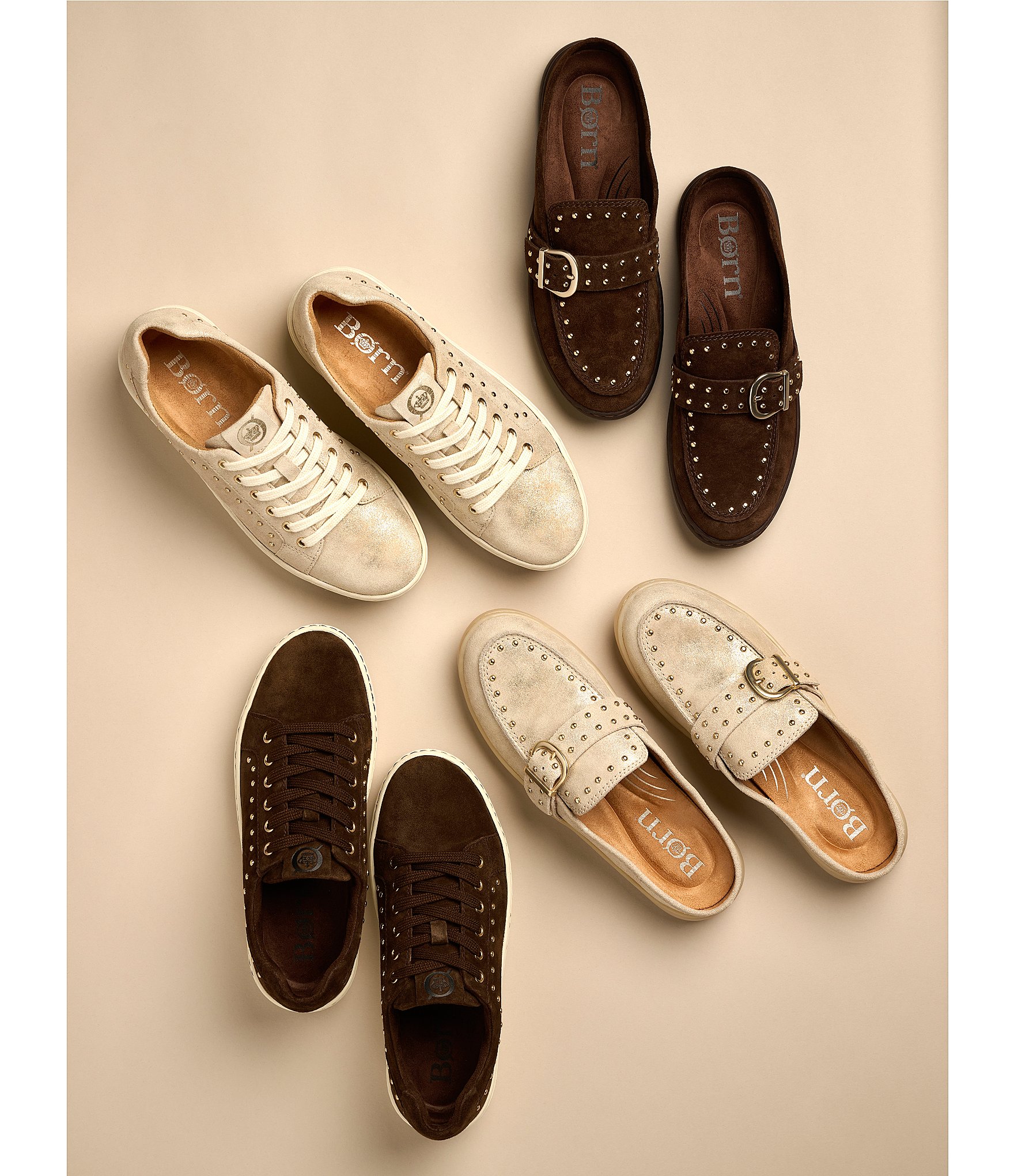 Born Mira Studs Suede Lace Up Platform Sneakers
