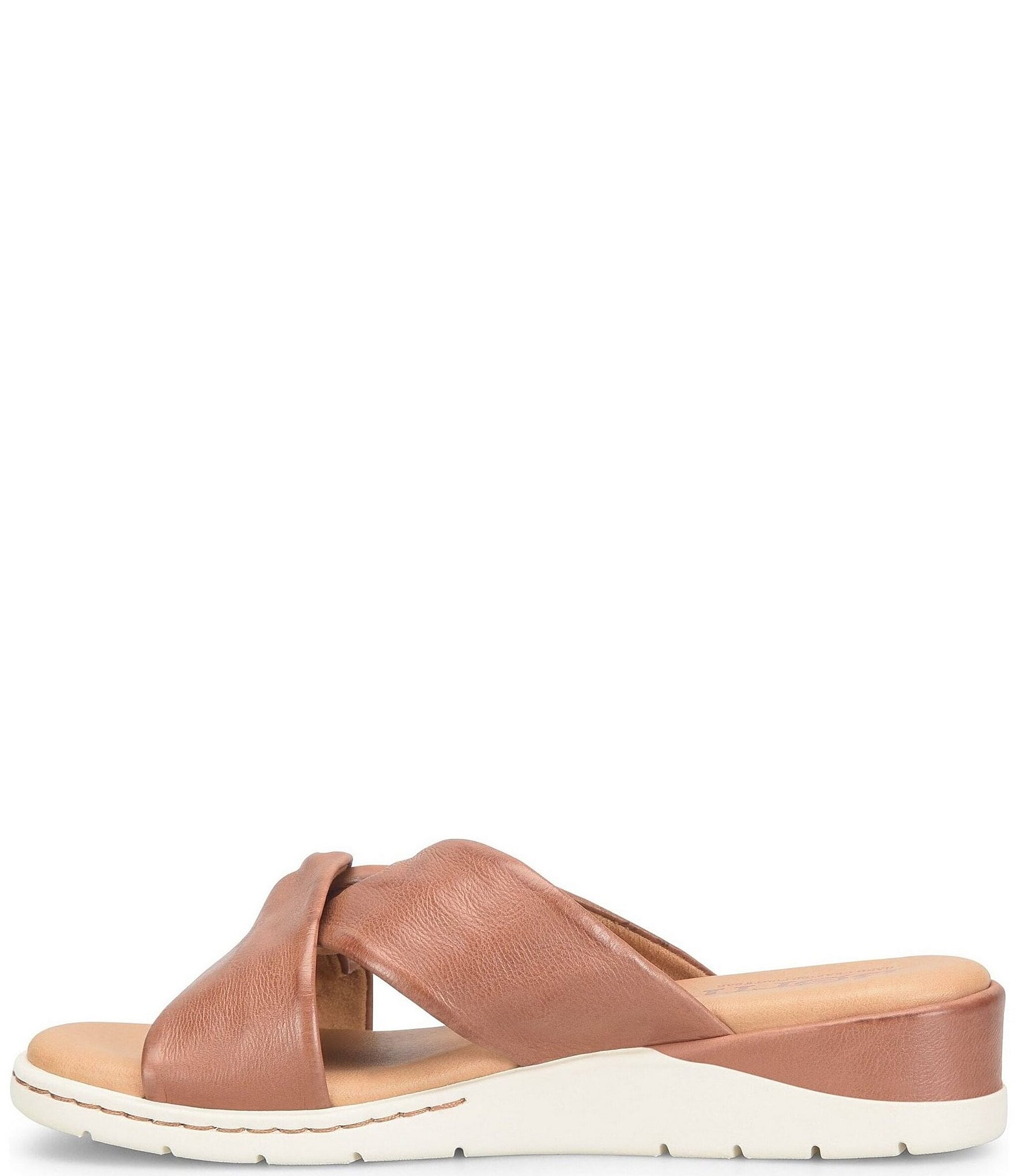 Born Mya Leather Twist Knot Wedge Slide Sandals