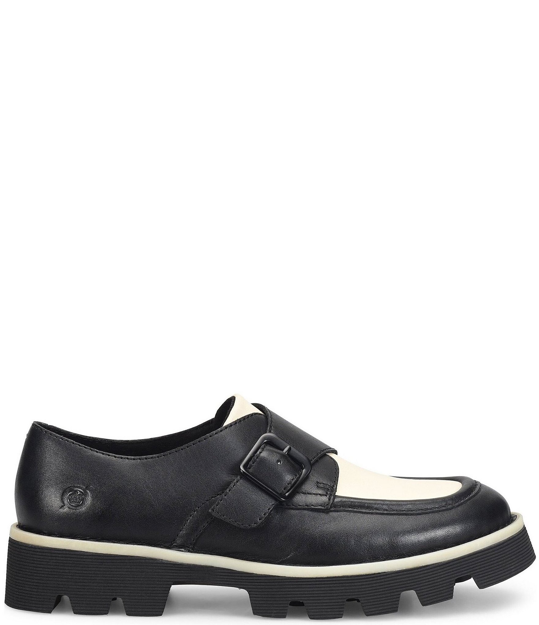 Born Sammi Leather Monk Strap Lugged Platform Loafers