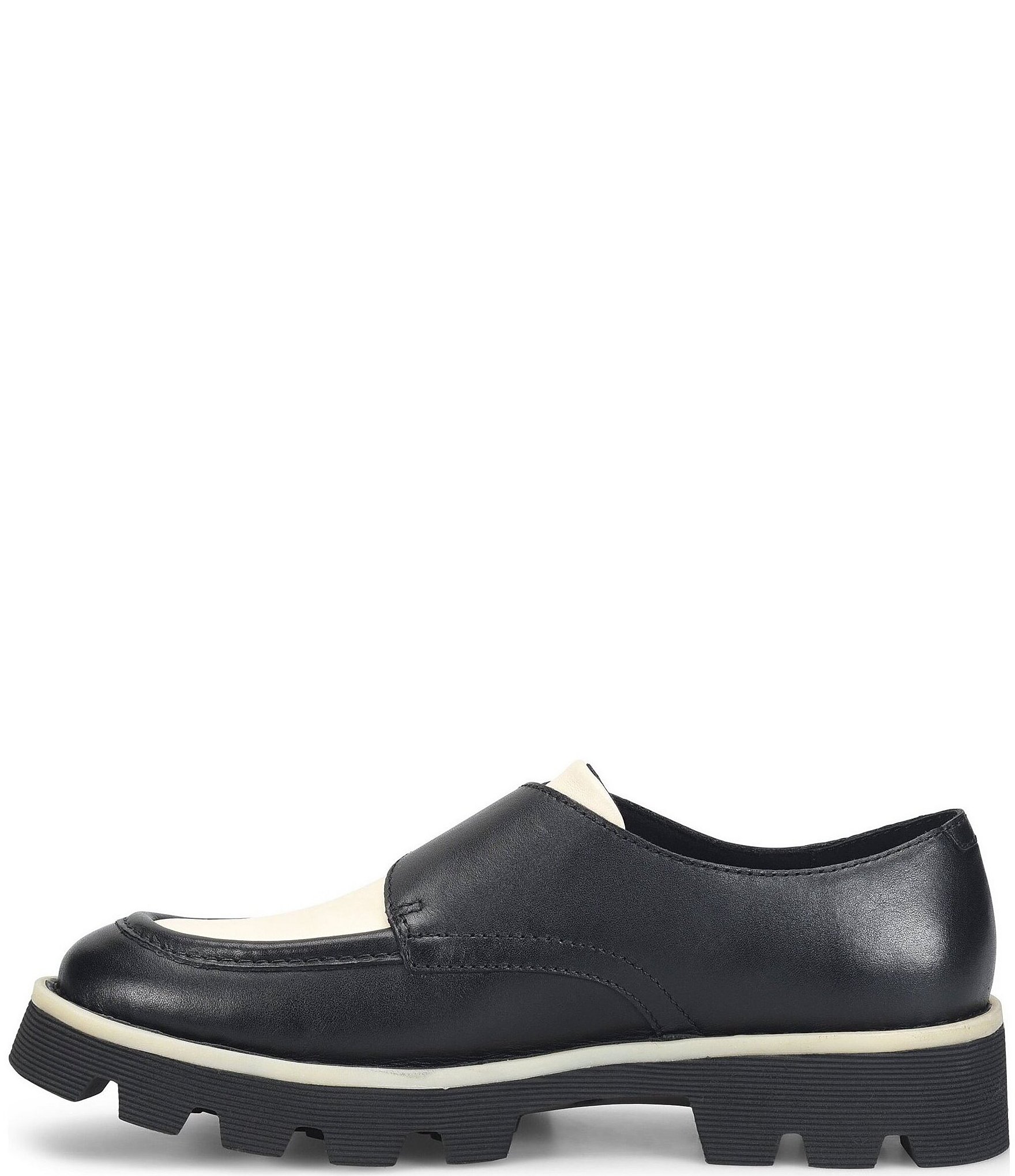 Born Sammi Leather Monk Strap Lugged Platform Loafers