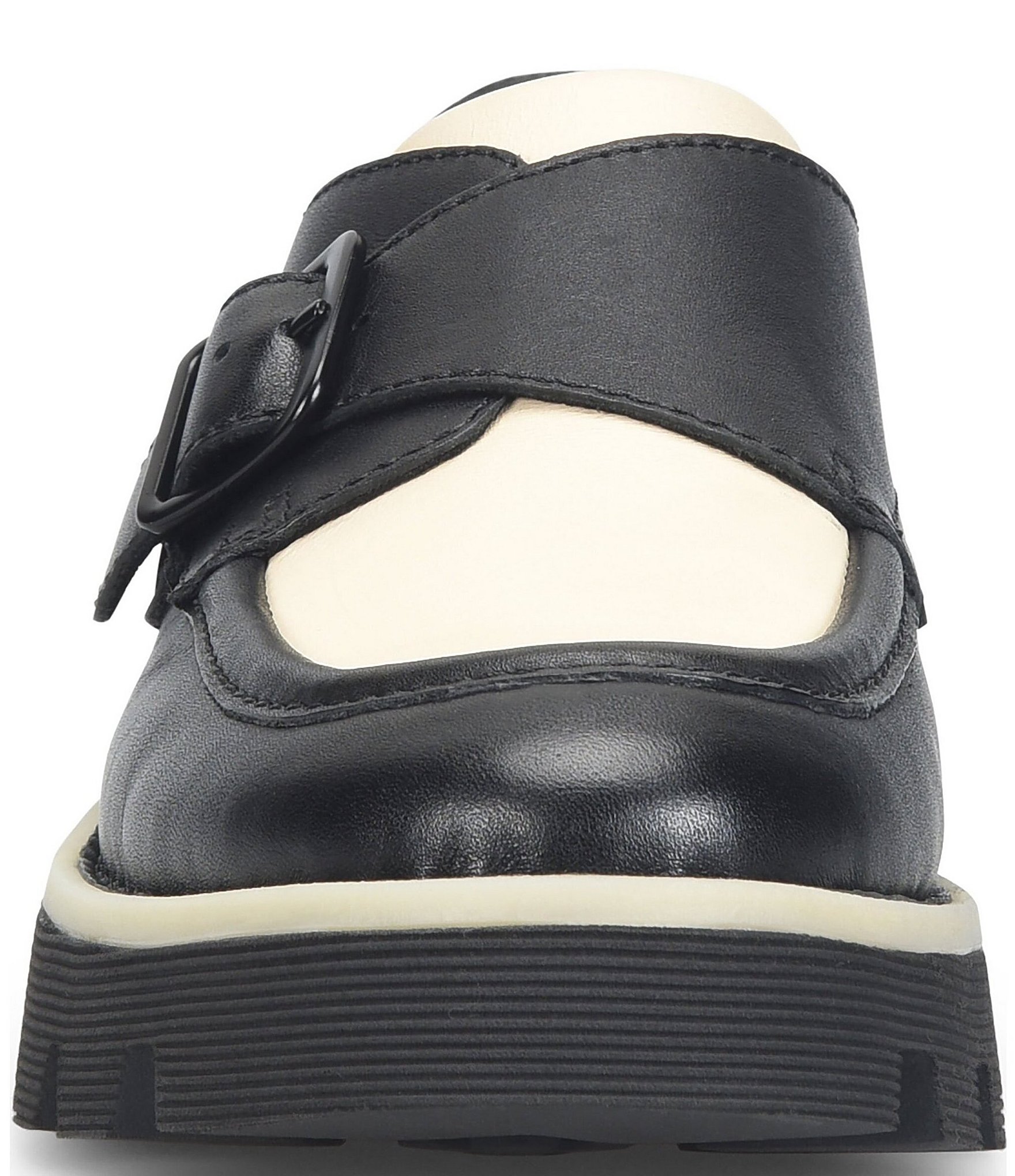 Born Sammi Leather Monk Strap Lugged Platform Loafers