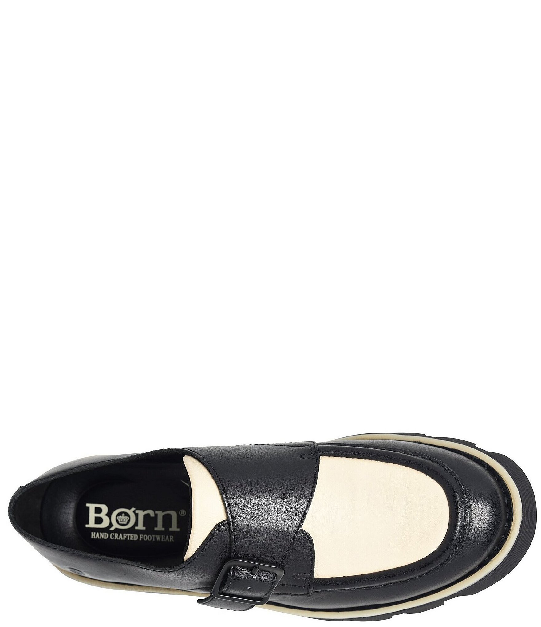 Born Sammi Leather Monk Strap Lugged Platform Loafers