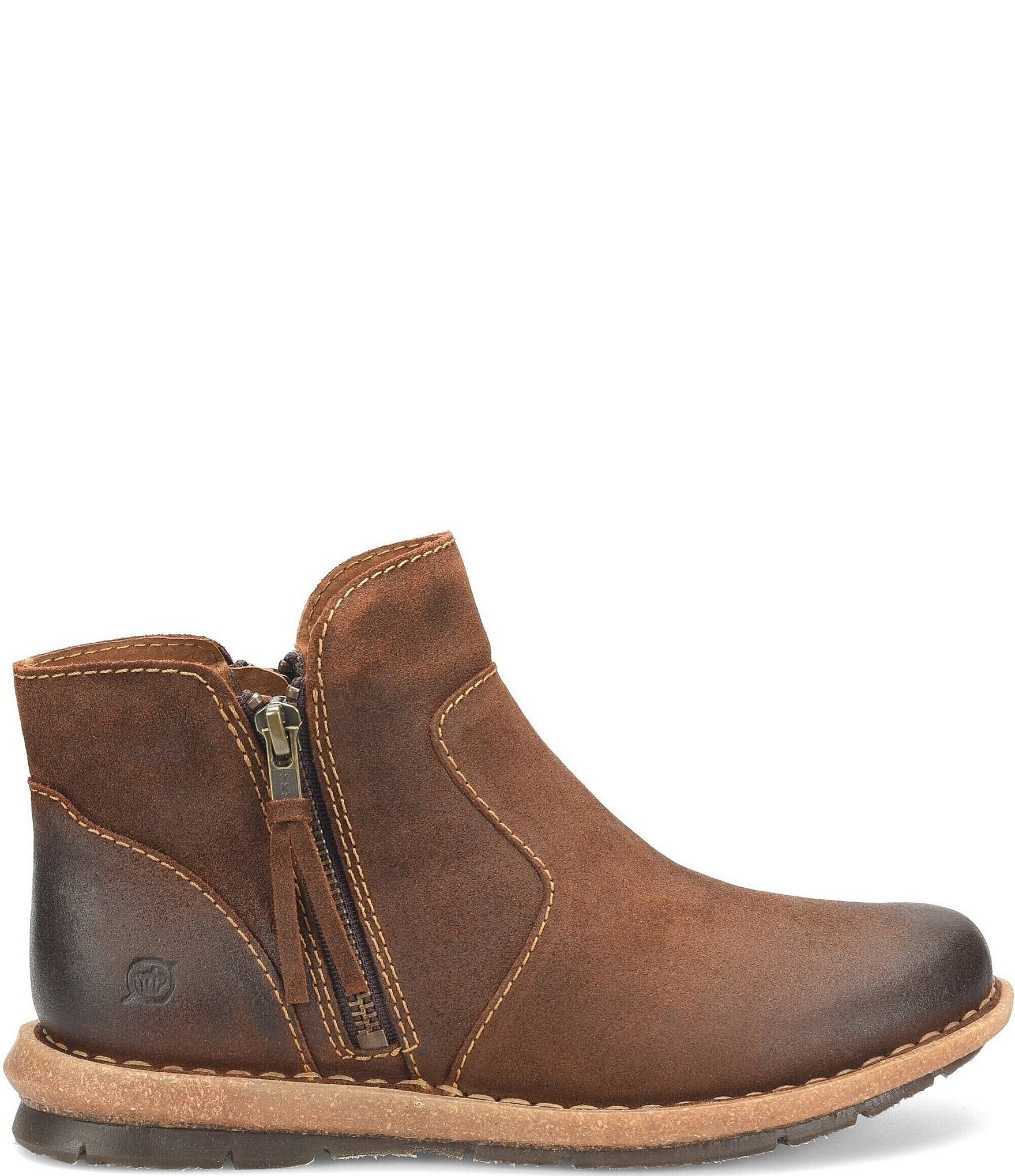 Born Thia Distressed Leather Dual Zip Ankle Booties