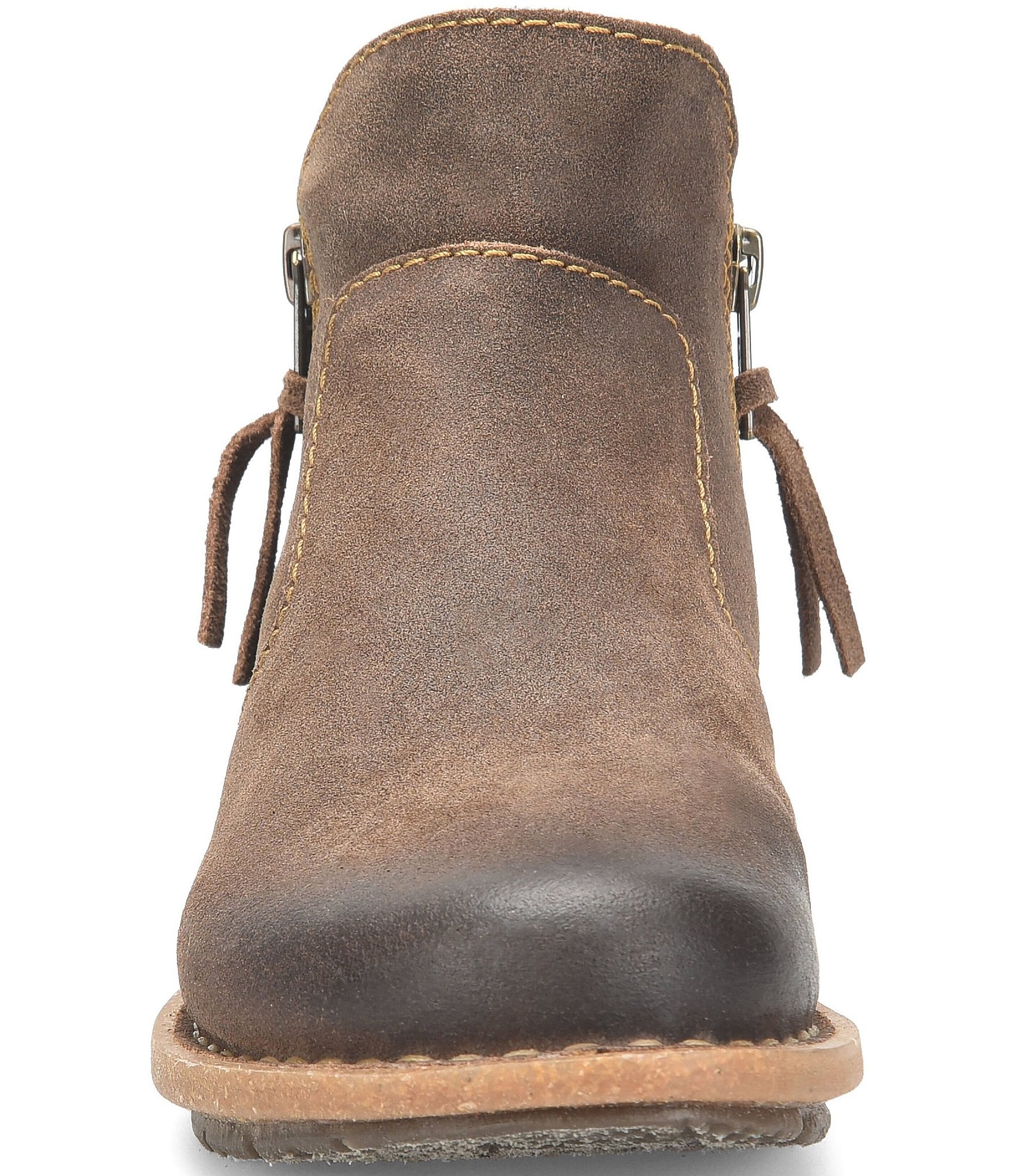Born Thia Distressed Leather Dual Zip Ankle Booties