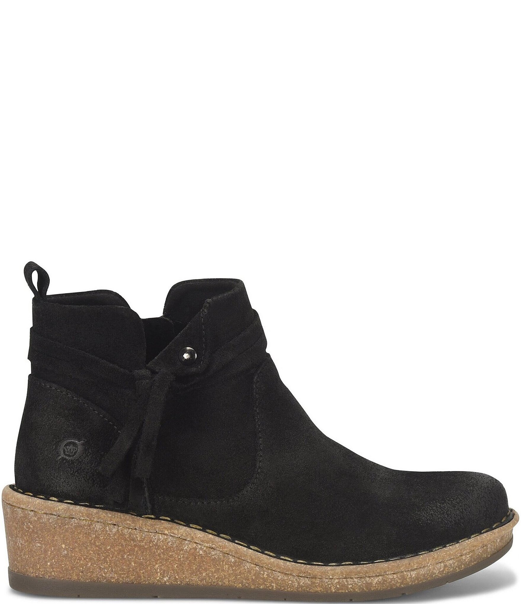 Born Vaughn Distressed Suede Wedge Ankle Booties