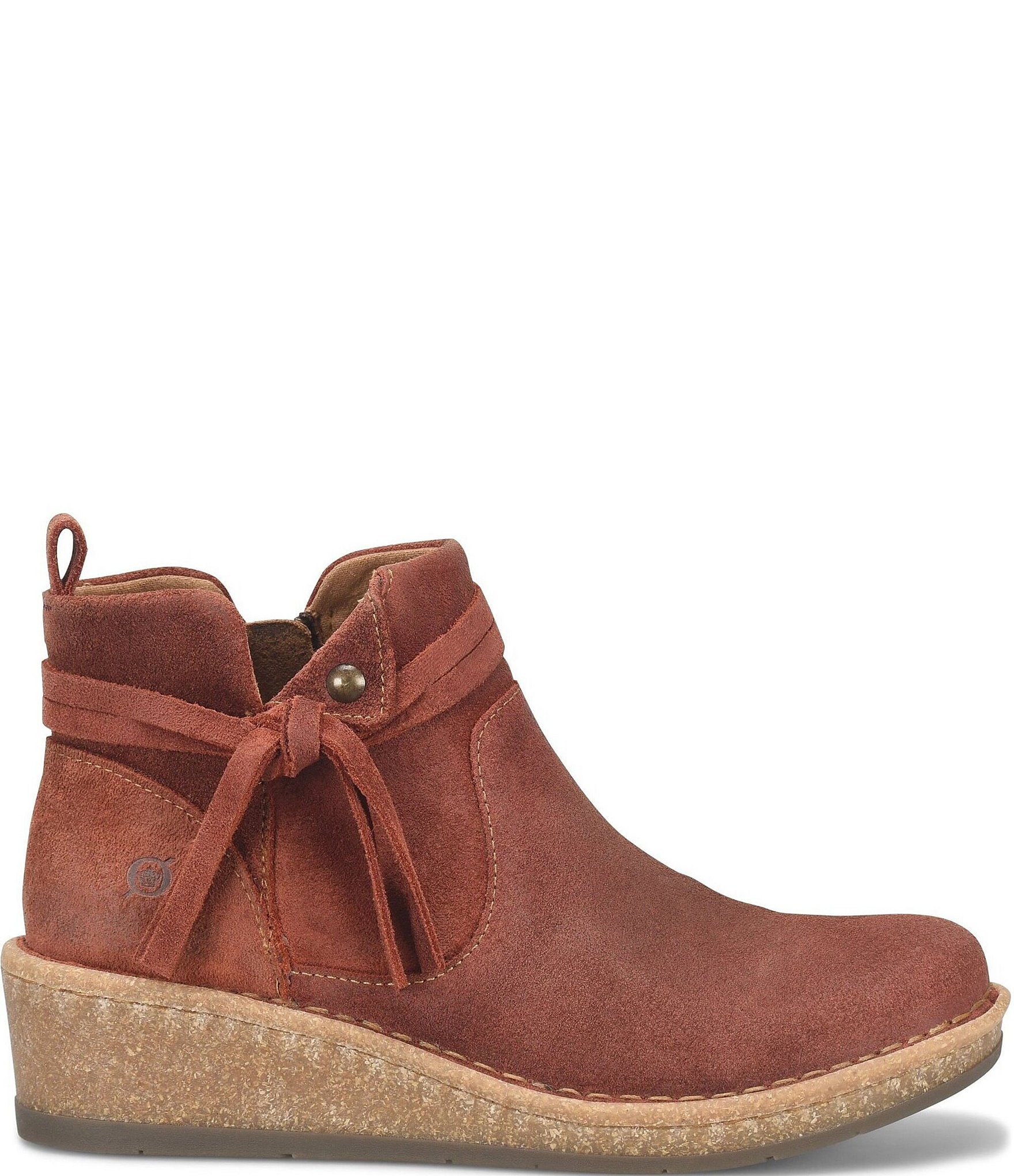 Born Vaughn Distressed Suede Wedge Ankle Booties