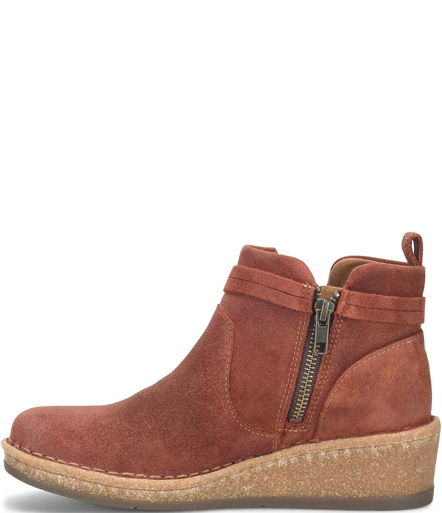 Born Vaughn Distressed Suede Wedge Ankle Booties