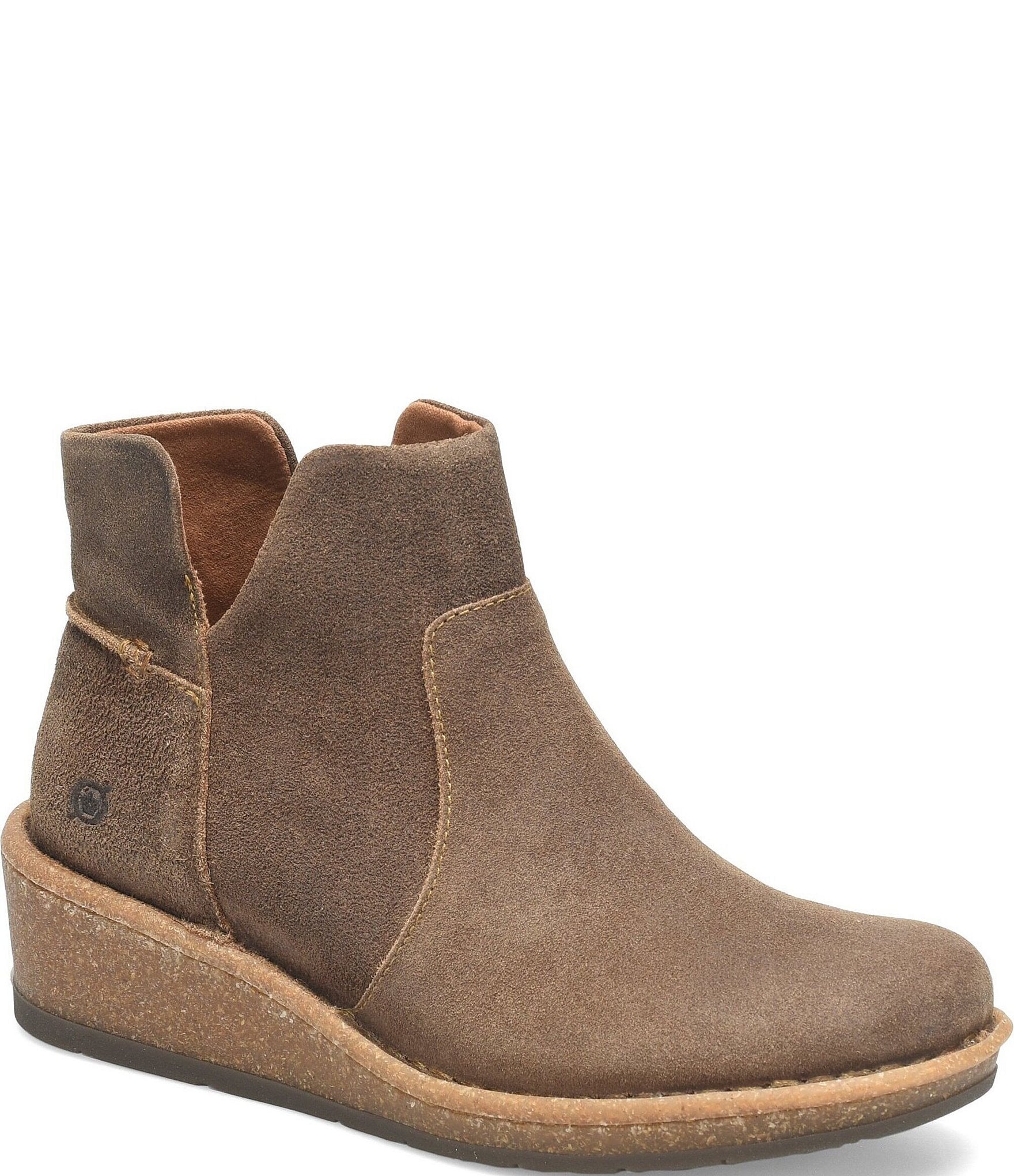 Born Viv Distressed Suede Wedge Ankle Booties Dillard s