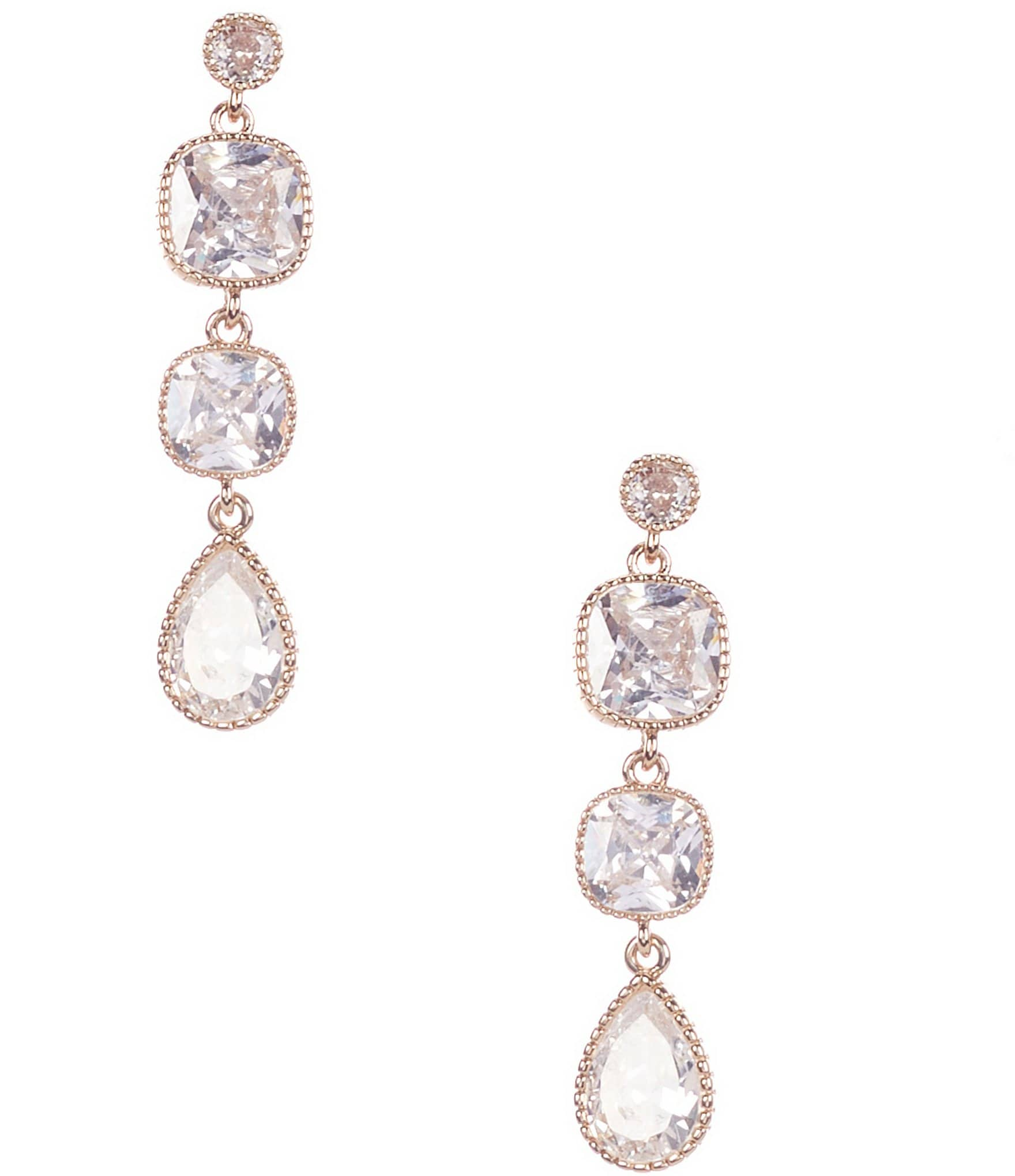 Borrowed & Blue By Southern Living Three Drop Cubic Zirconia Crystal Drop Earrings