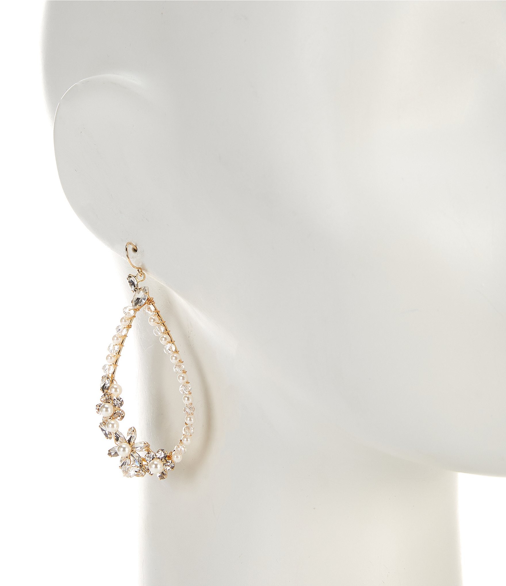 Borrowed & Blue by Southern Living Flower Pearl Oval Hoop Statement Earrings