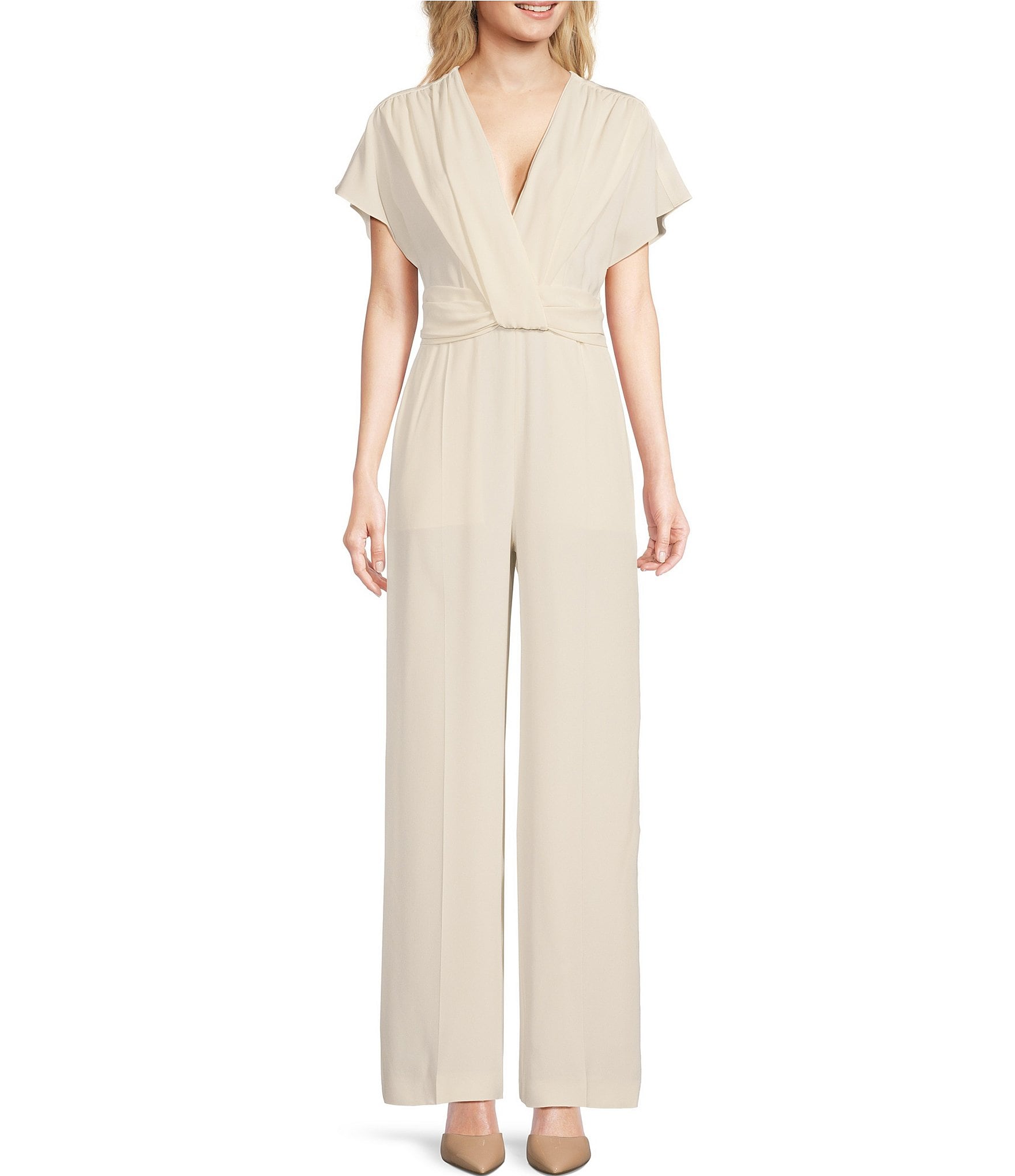 BOSS - Sleeveless V-neck jumpsuit with plissé pleats, jumpsuit 