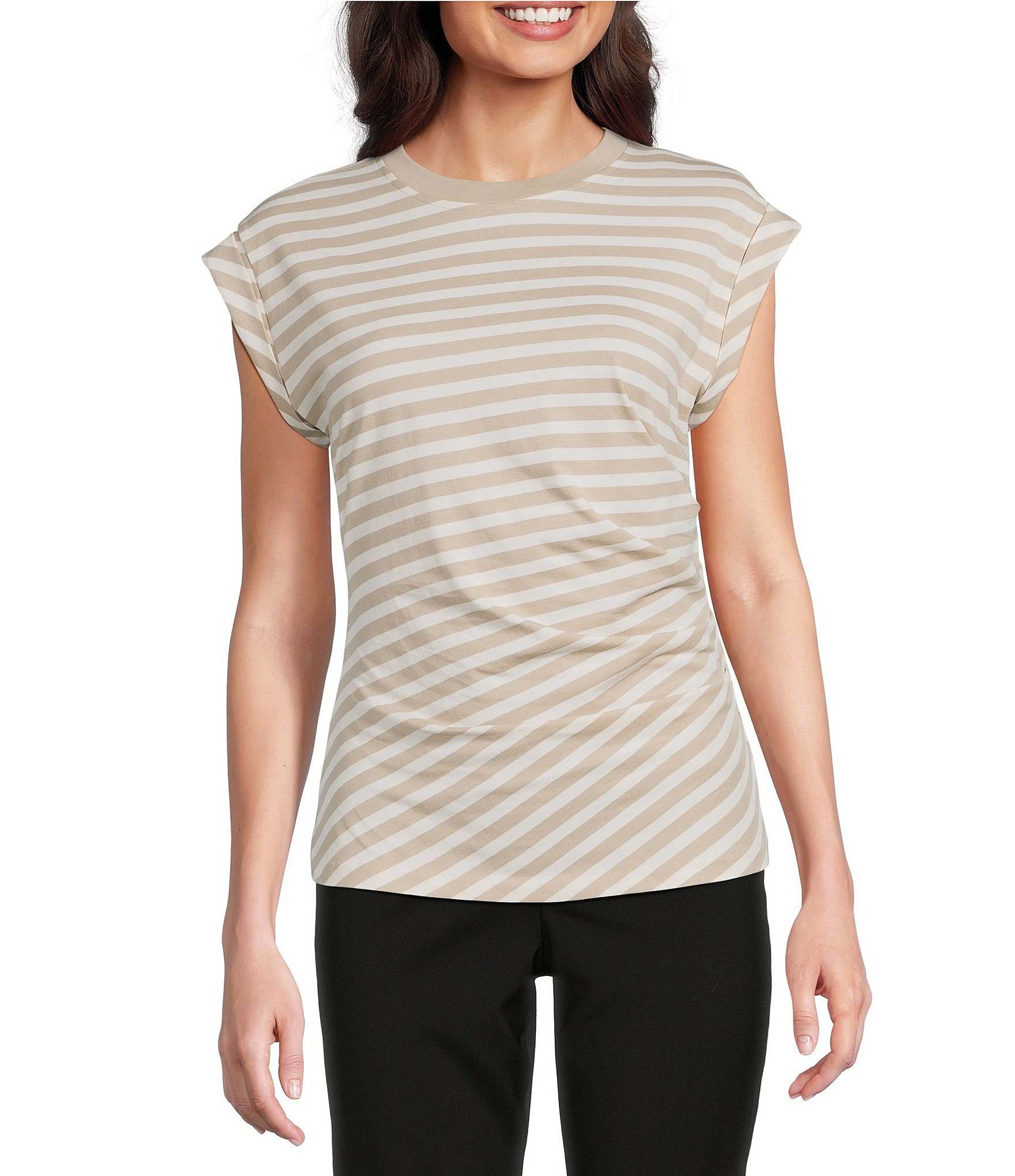 BOSS By Hugo Boss Epka Striped Print Crew Neck Sleeveless Top