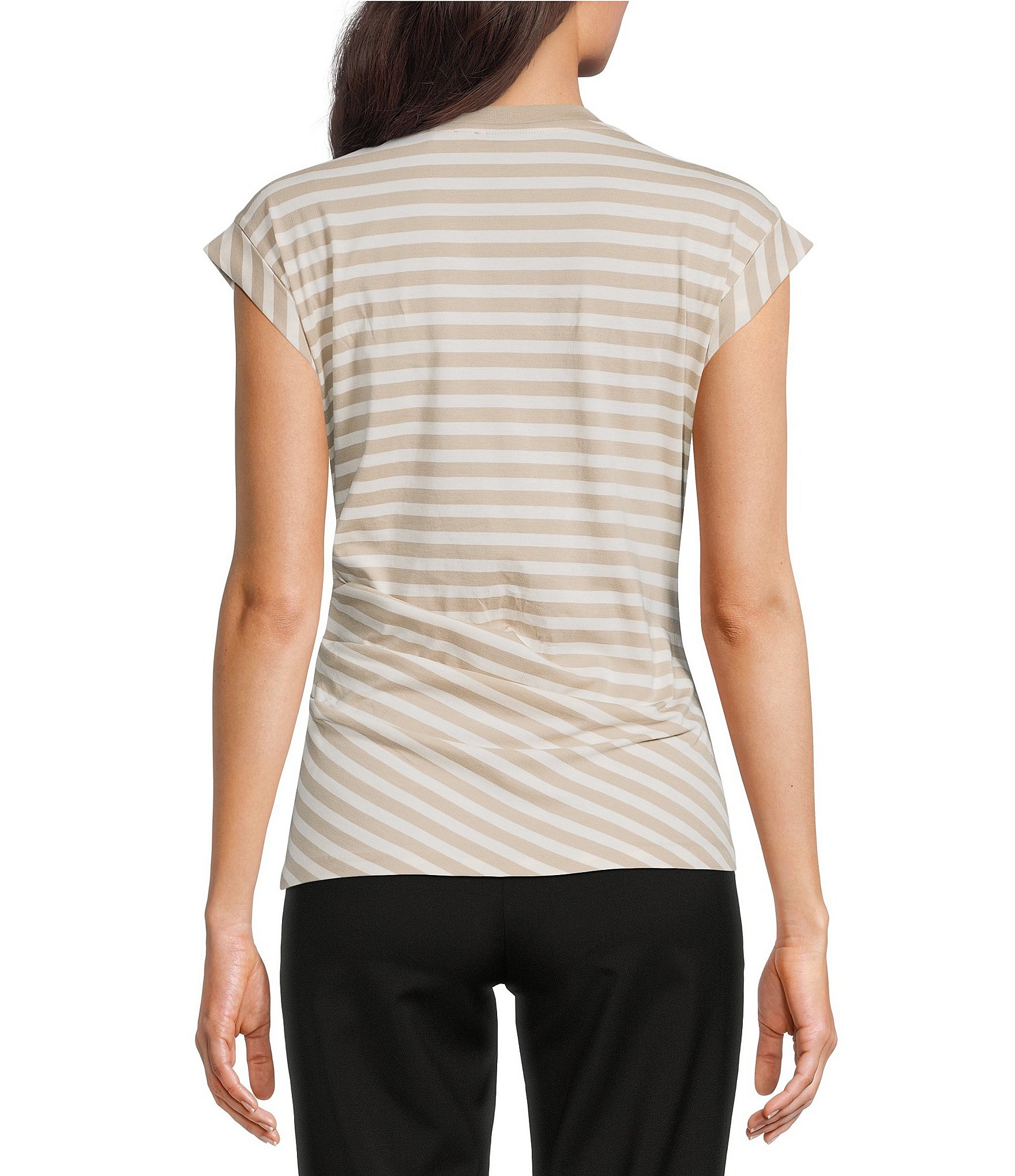BOSS By Hugo Boss Epka Striped Print Crew Neck Sleeveless Top