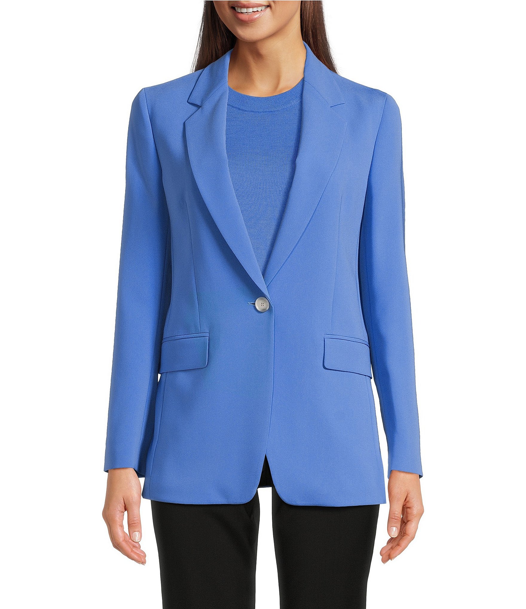 アウターその他 BOSS Woman Blazer Blue 50537956 404 BOSS by Hugo Boss Jocluah Notch Lapel Long Sleeve Blazer