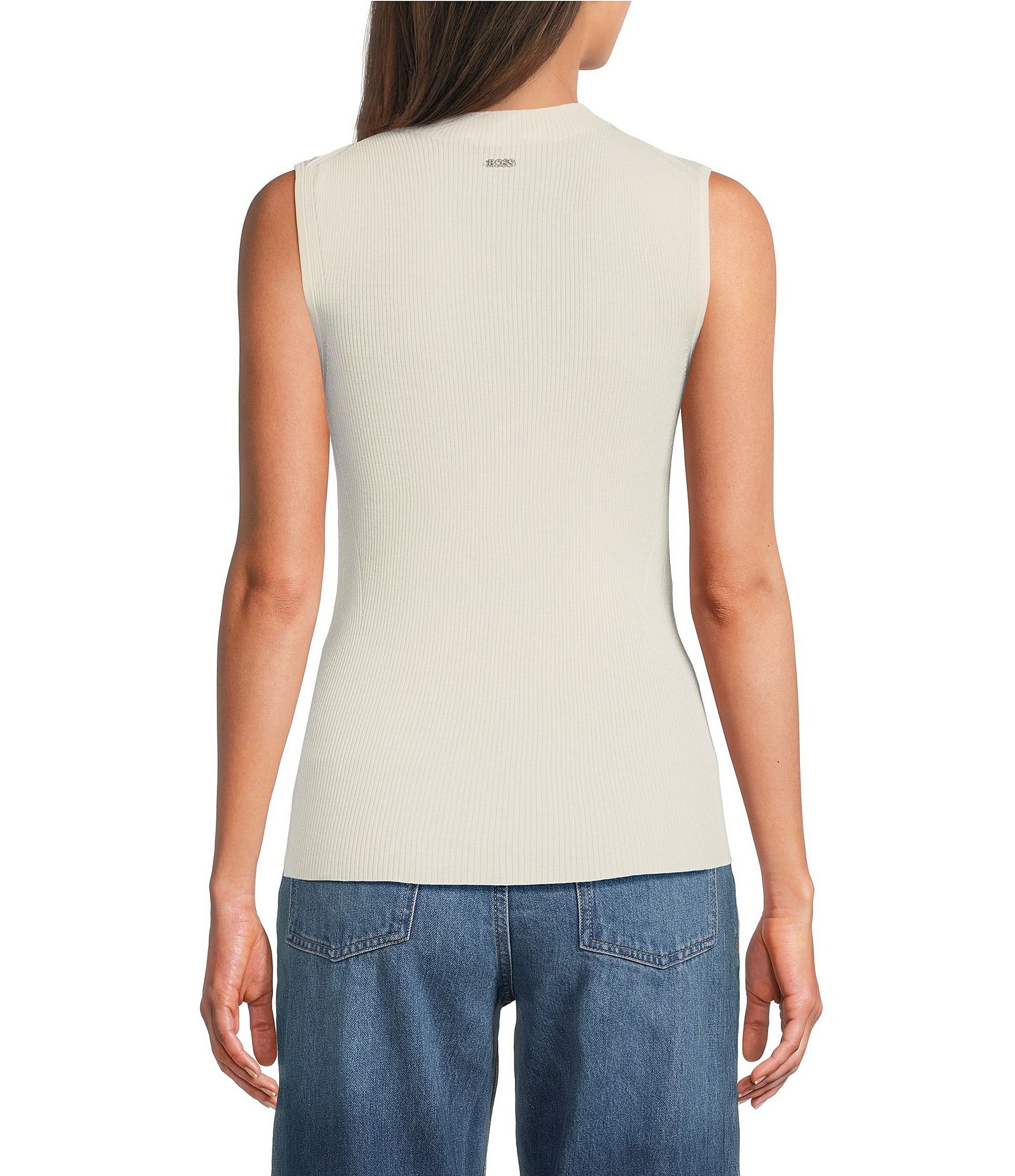 BOSS by Hugo Boss Solid Knit Mock Neck Sleeveless Coordinating Tank Top