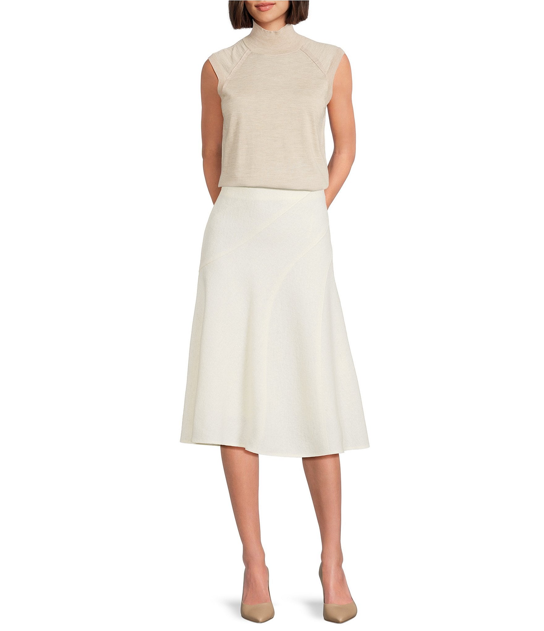 BOSS By Hugo Boss Vicena Boiled Wool A-line Midi Skirt