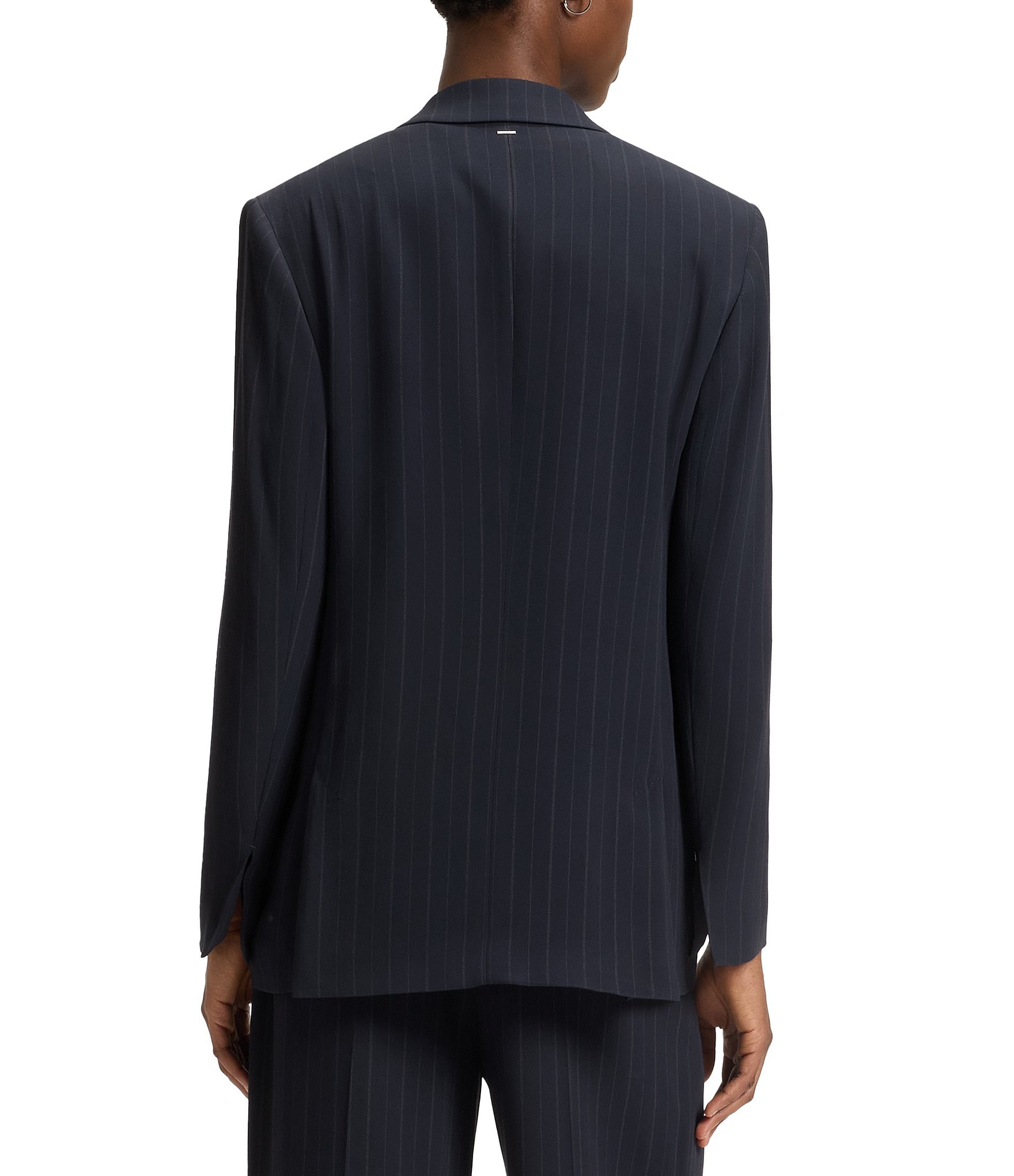 BOSS By Hugo Boss Woven Pinstripe Point Lapel Long Sleeve Blazer