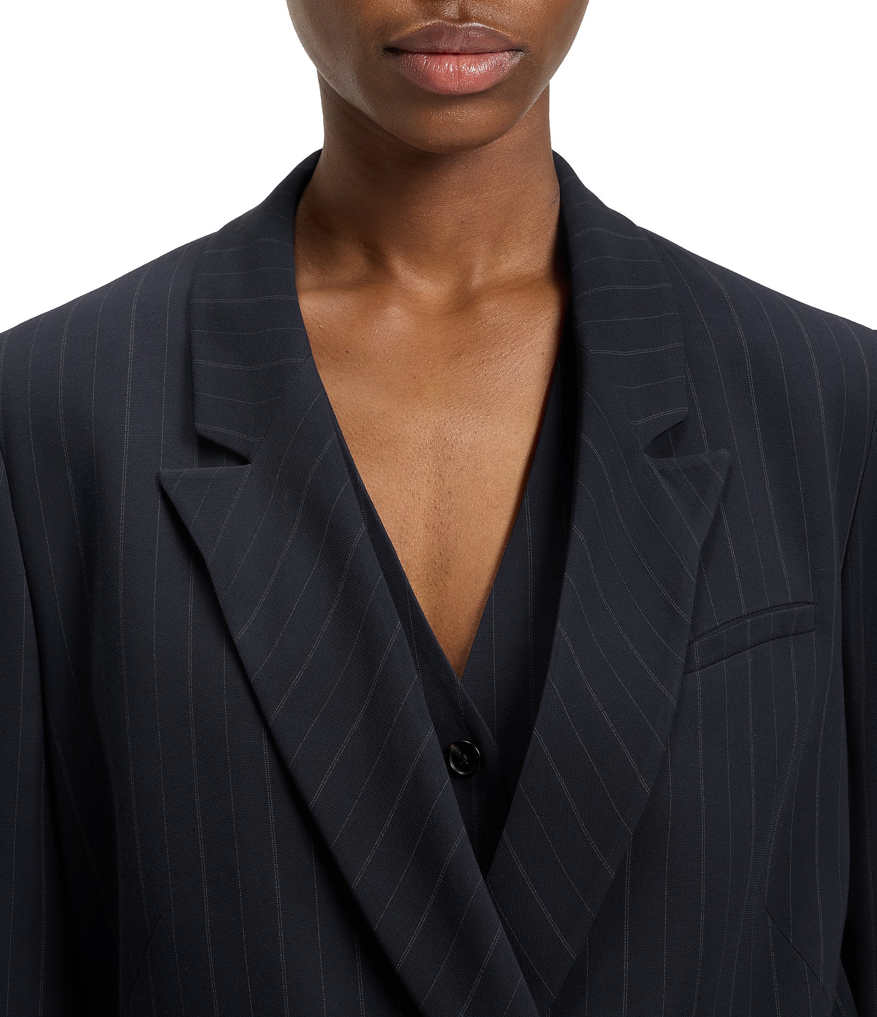 BOSS By Hugo Boss Woven Pinstripe Point Lapel Long Sleeve Blazer