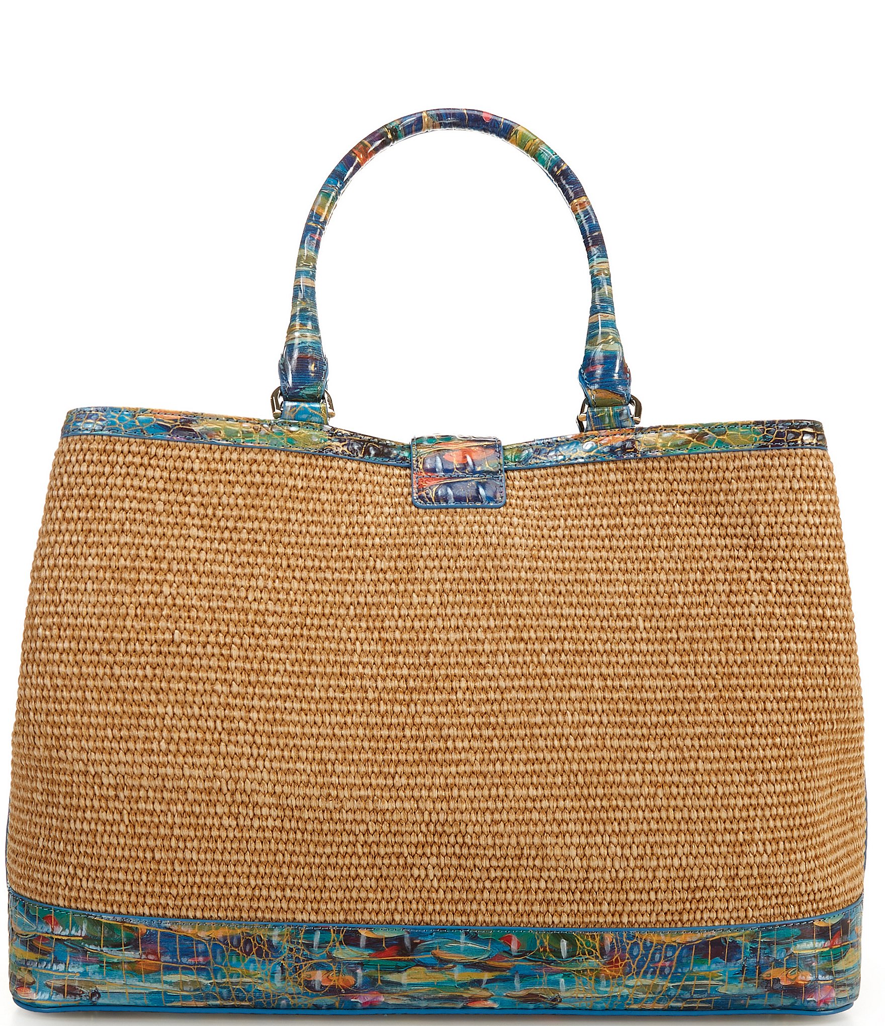 BRAHMIN Abloom Collection Denise Raffia Satchel Bag