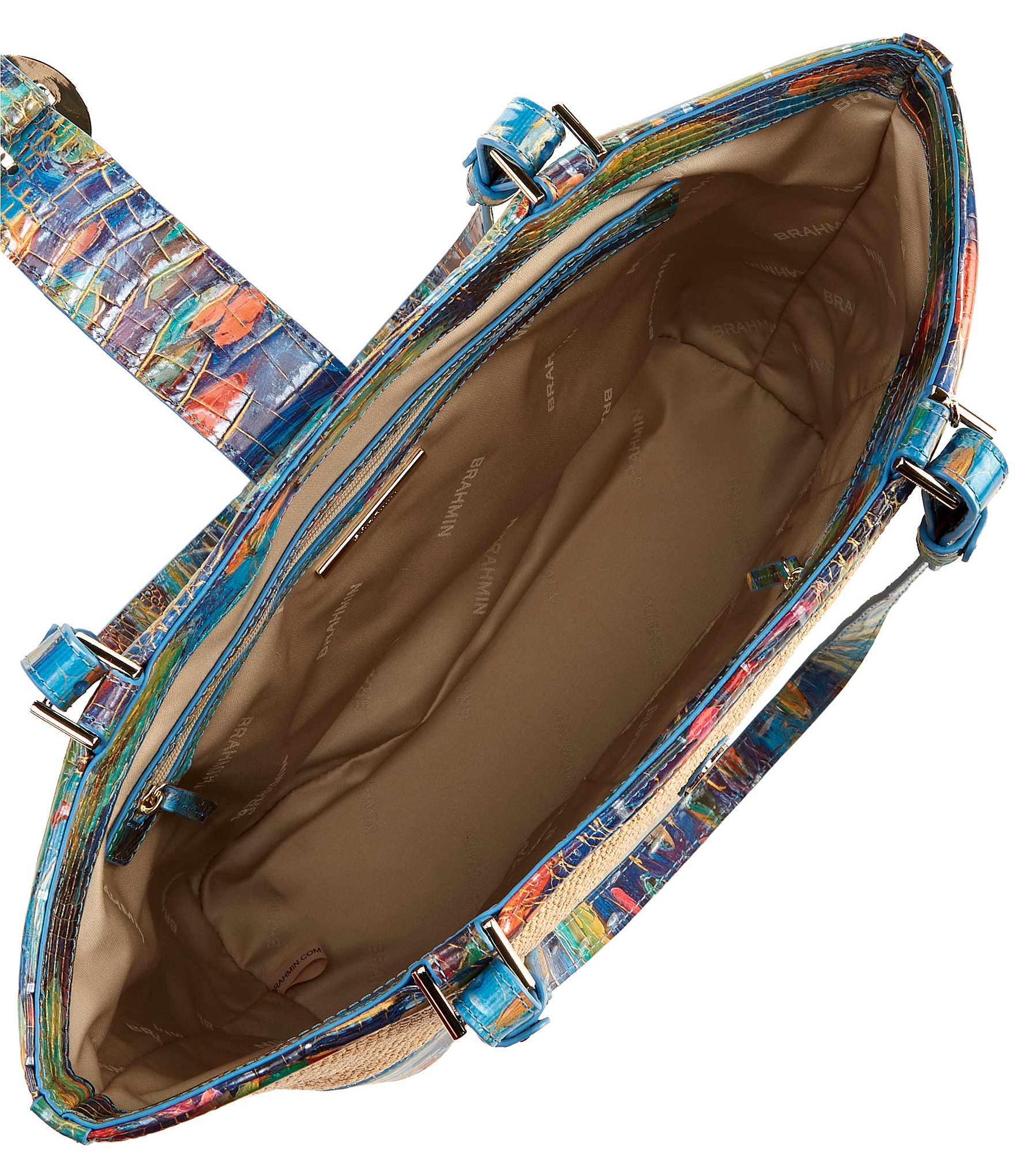 BRAHMIN Abloom Collection Medium Raffia Asher Tote Bag