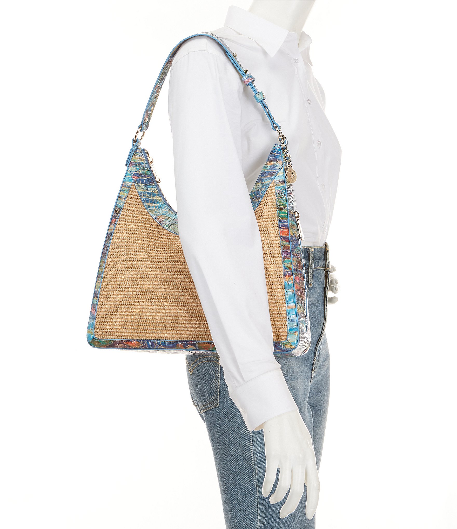 BRAHMIN Abloom Collection Tabitha Raffia Shoulder Bag