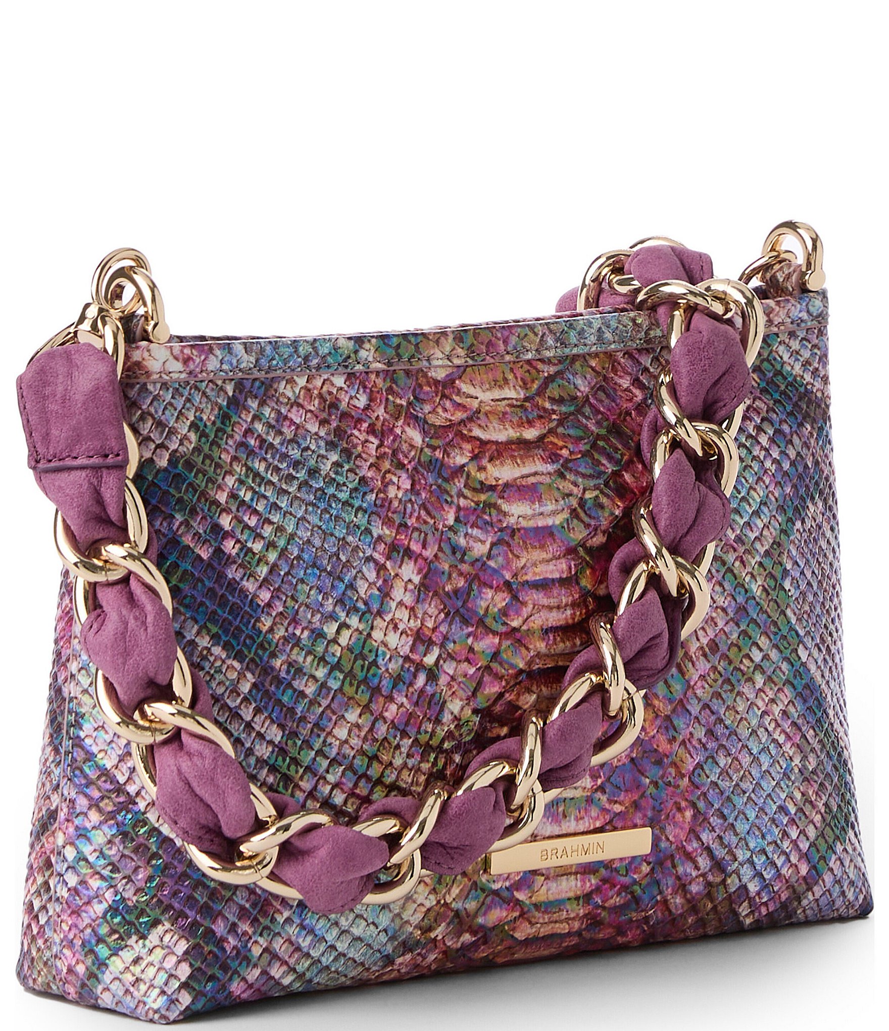 BRAHMIN Ametrine Collection Snakeskin Dewberry Mod Lorelei Shoulder Bag