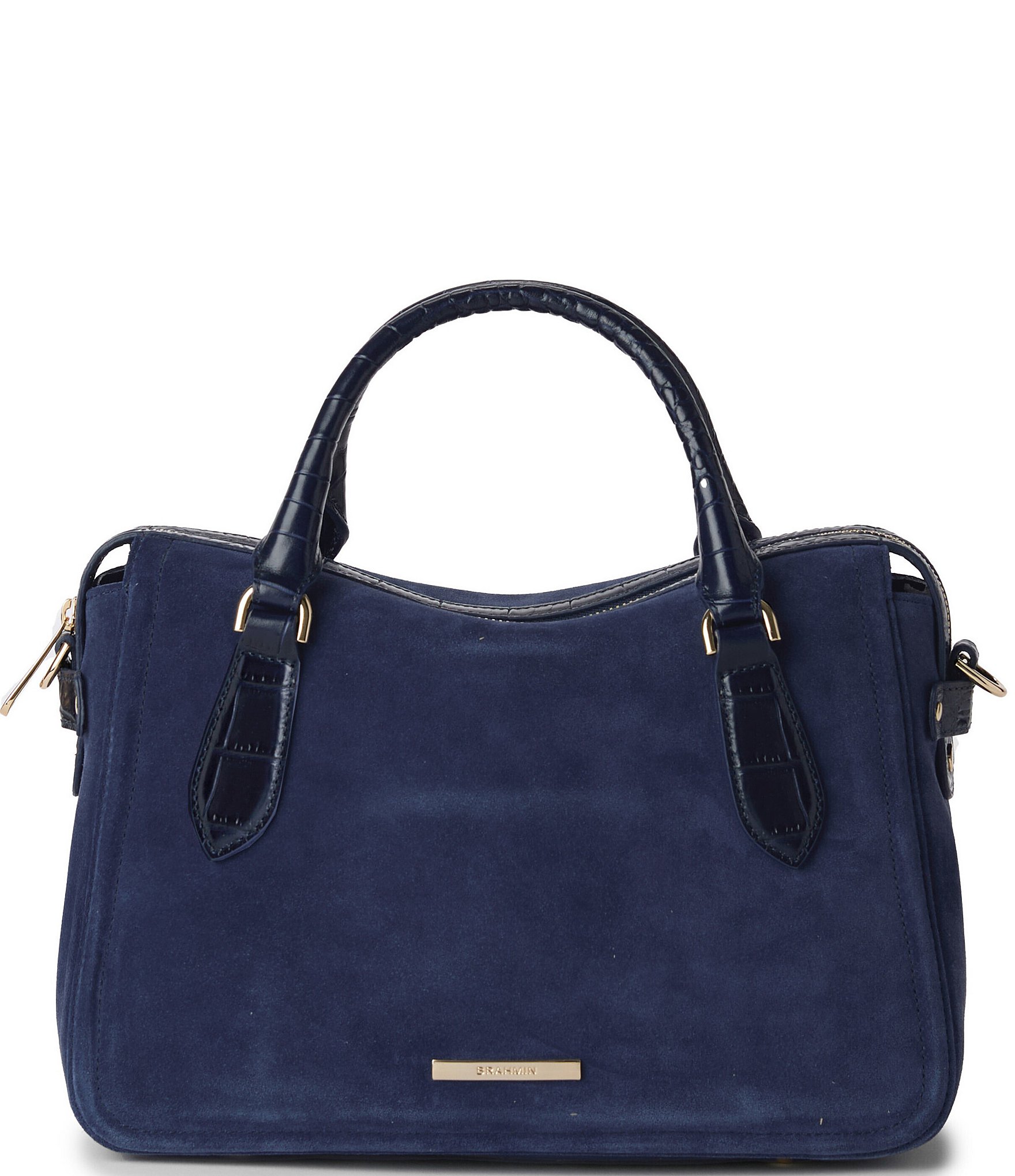 BRAHMIN Angora Collection Navy Micaela Mid Satchel Bag