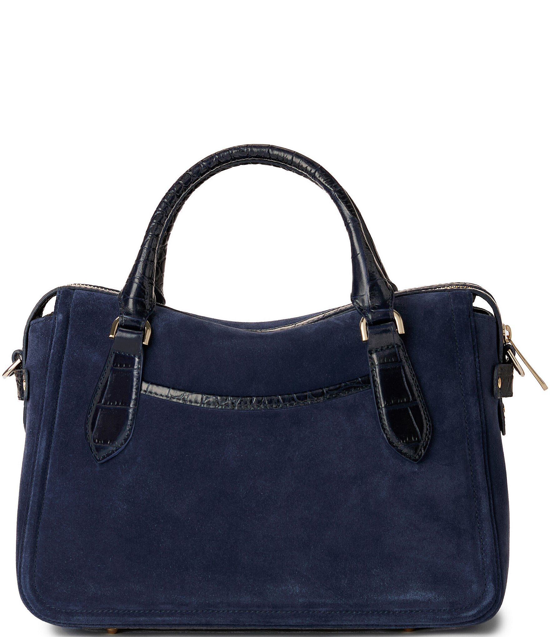 BRAHMIN Angora Collection Navy Micaela Mid Satchel Bag