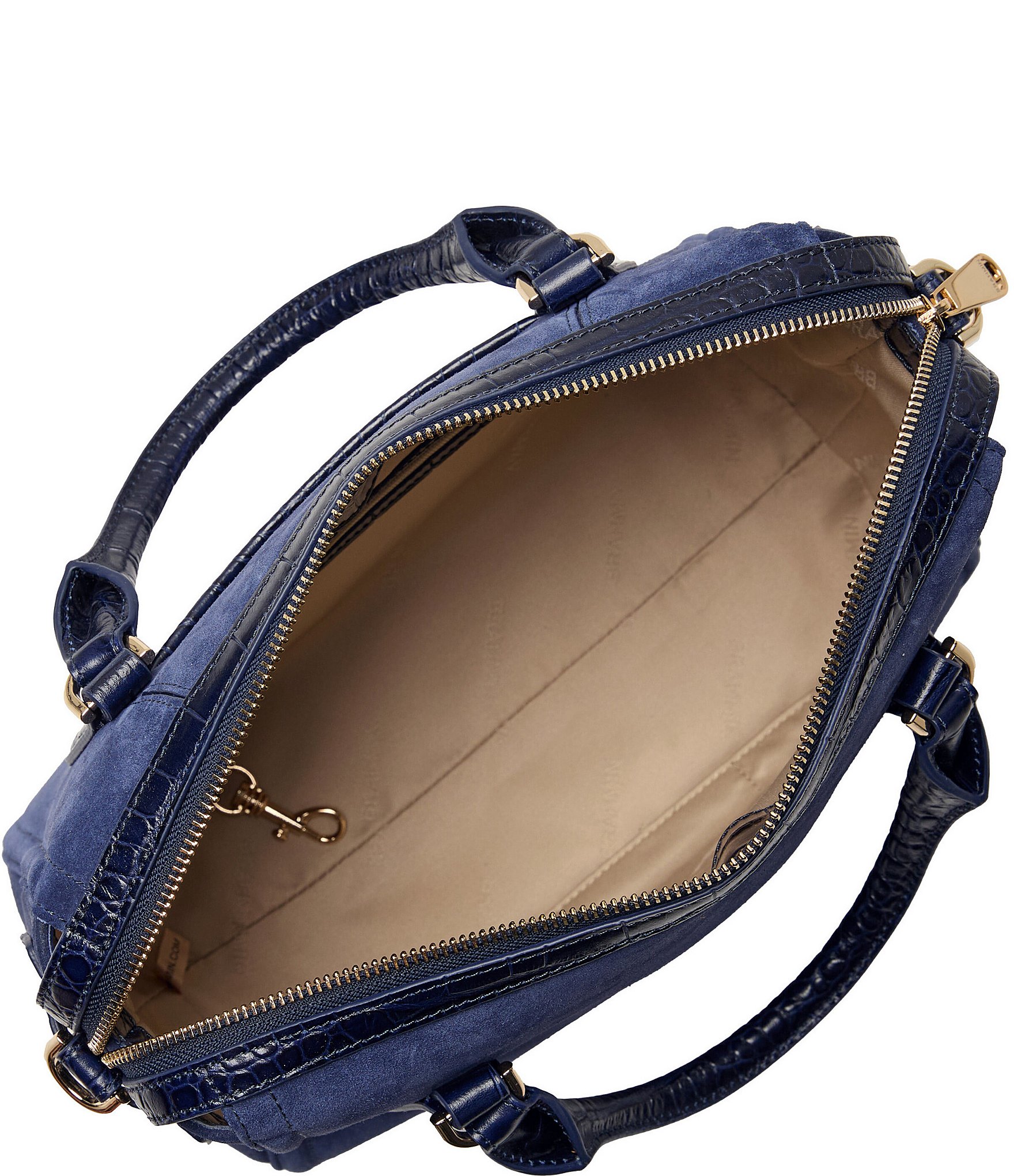 BRAHMIN Angora Collection Navy Micaela Mid Satchel Bag