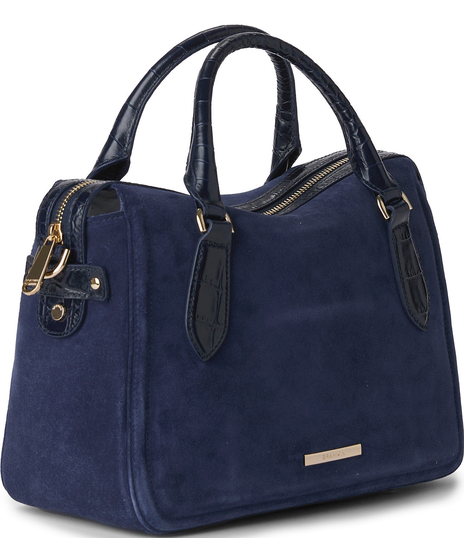 BRAHMIN Angora Collection Navy Micaela Mid Satchel Bag