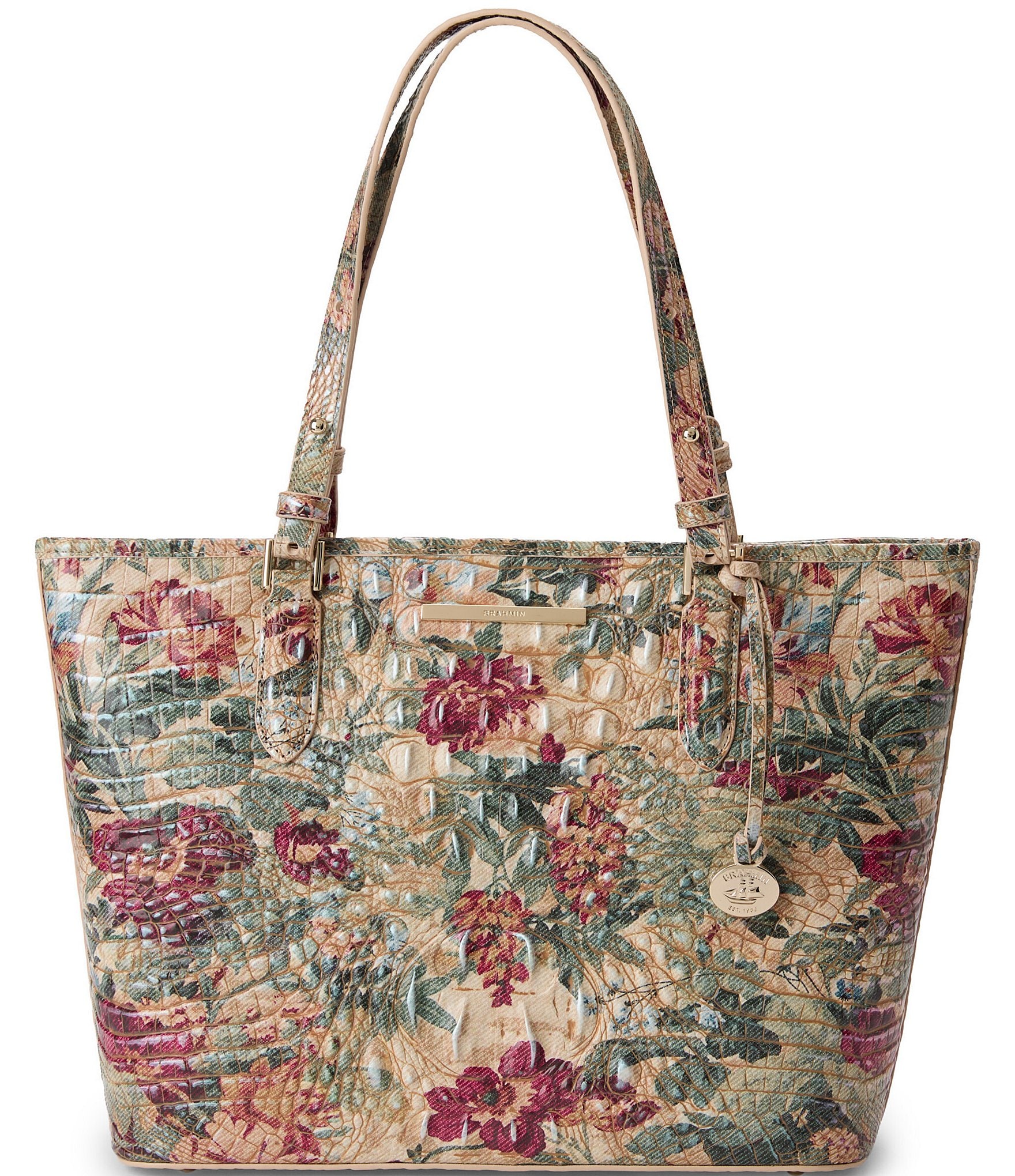BRAHMIN Asher Melbourne Collection Heirloom Floral Garden Medium Tote Bag