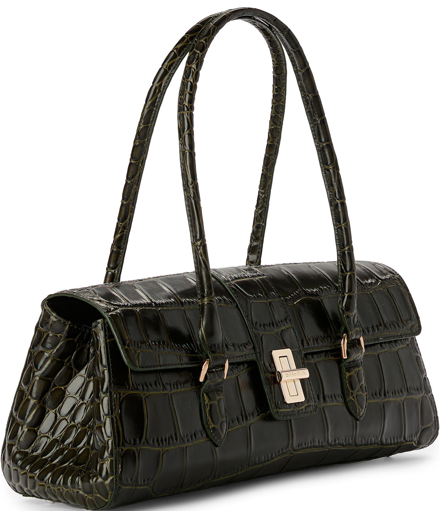 BRAHMIN Baize Collection Matcha Green Dayan Satchel Bag