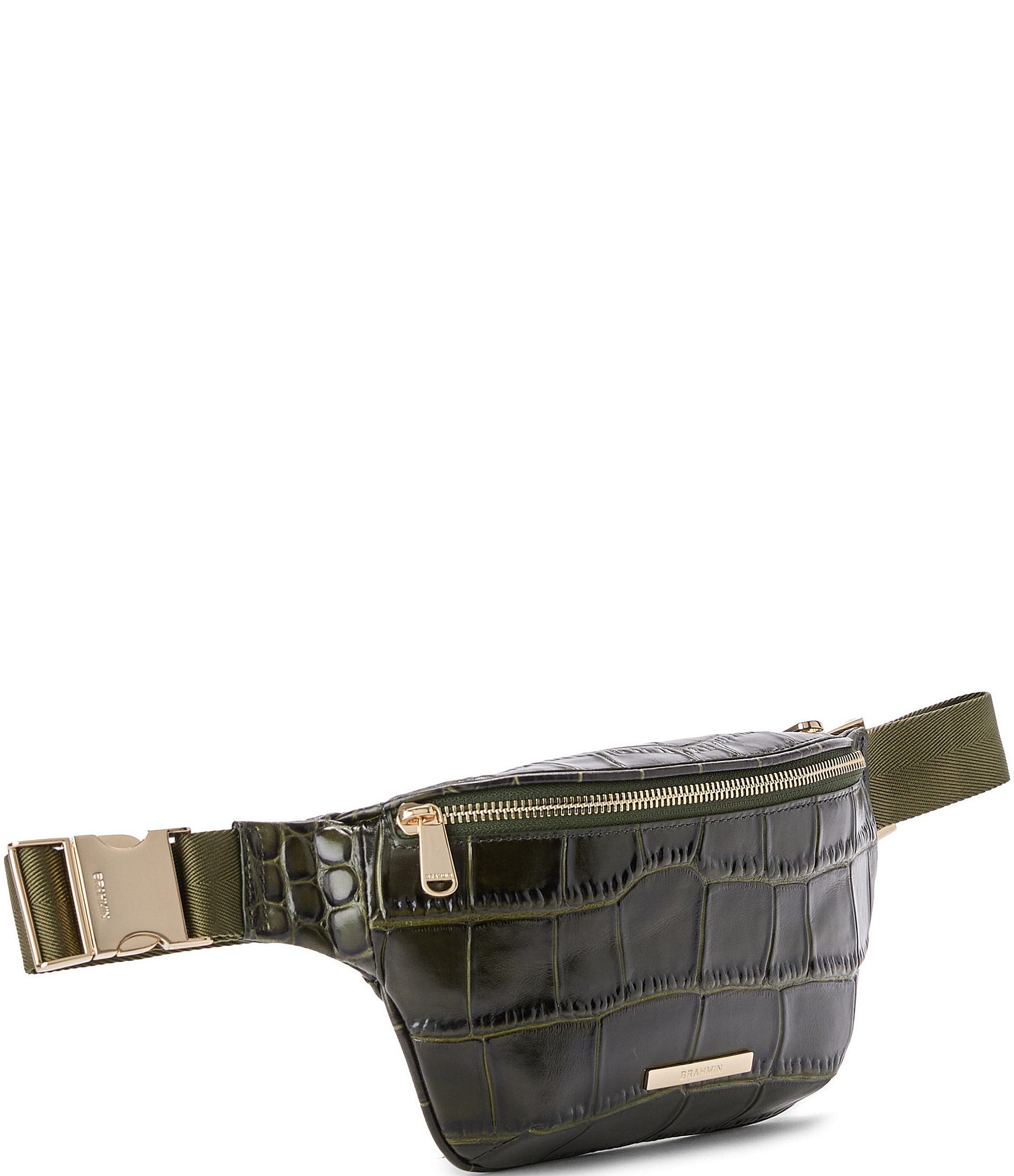 BRAHMIN Baize Collection Matcha Green Hollis Compact Belt Bag