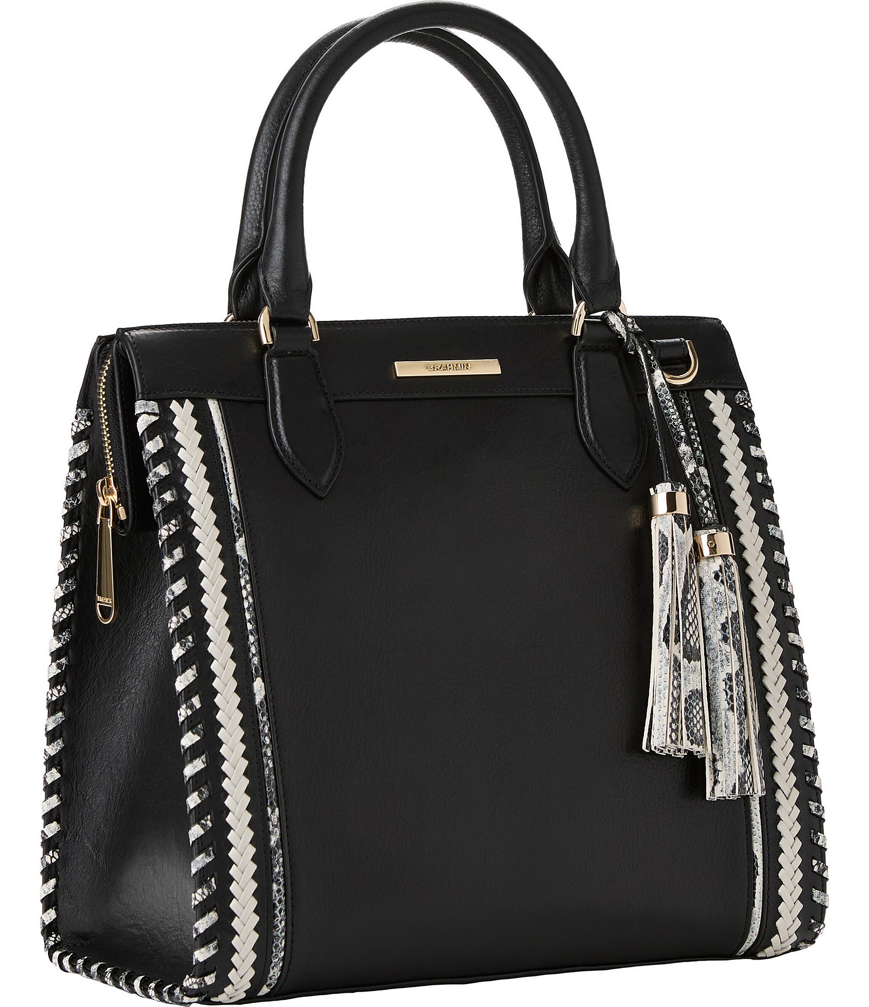 BRAHMIN Blazer Collection Black Caroline Satchel Bag