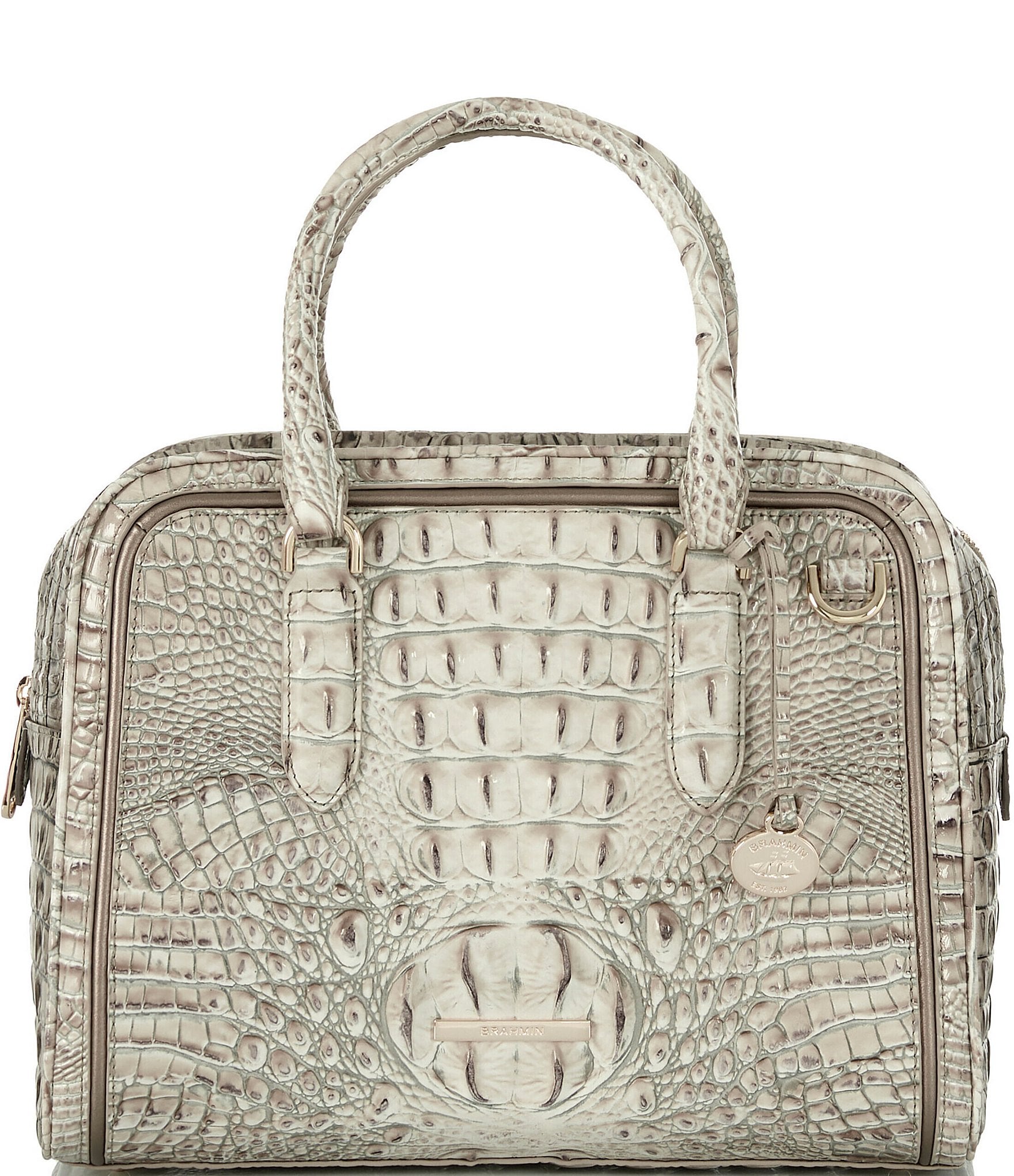 BRAHMIN Breakwater Collection Fairest Grey Marissa Satchel Bag